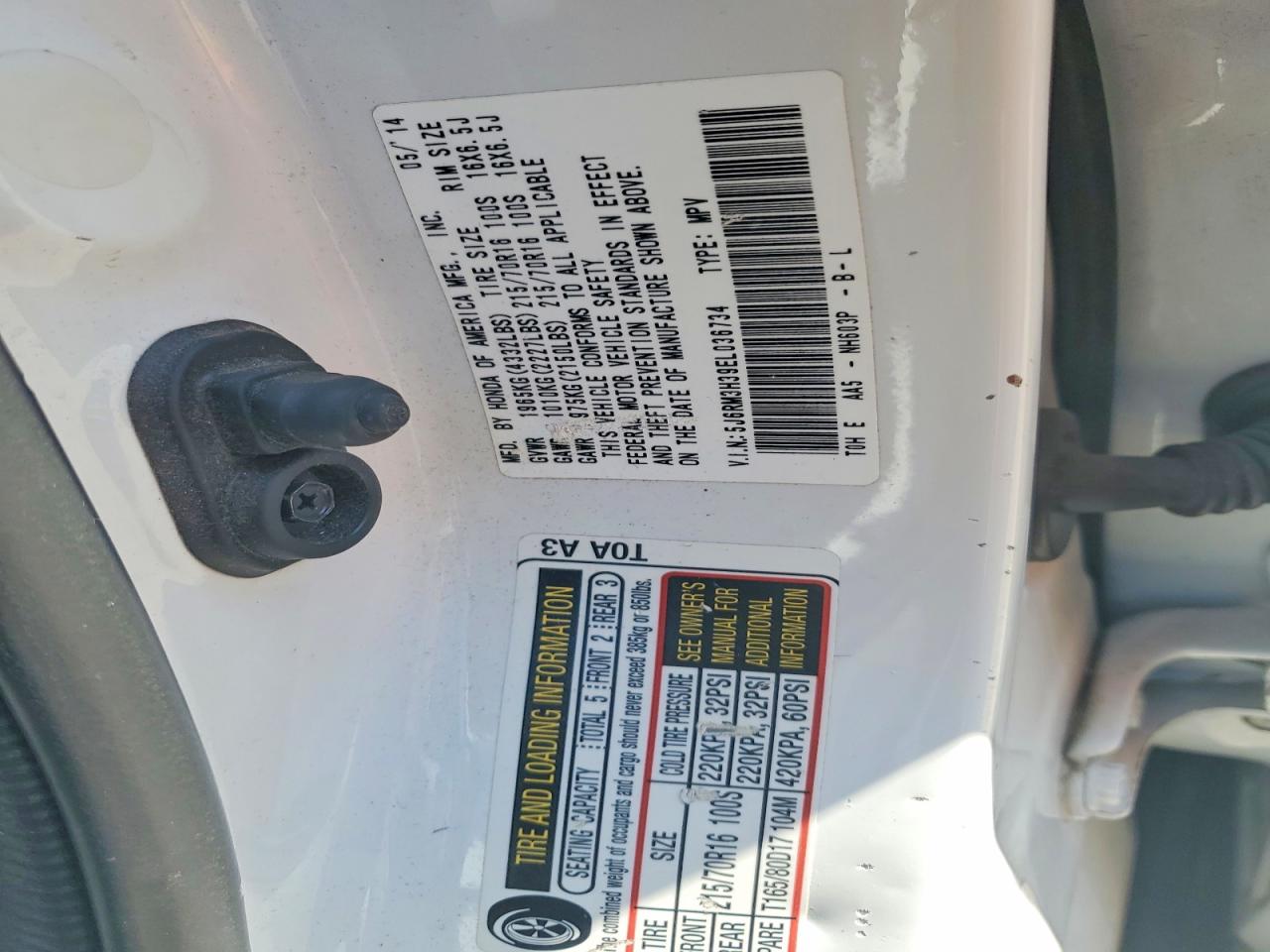 2014 Honda Cr-v Lx White vin: 5J6RM3H39EL036734