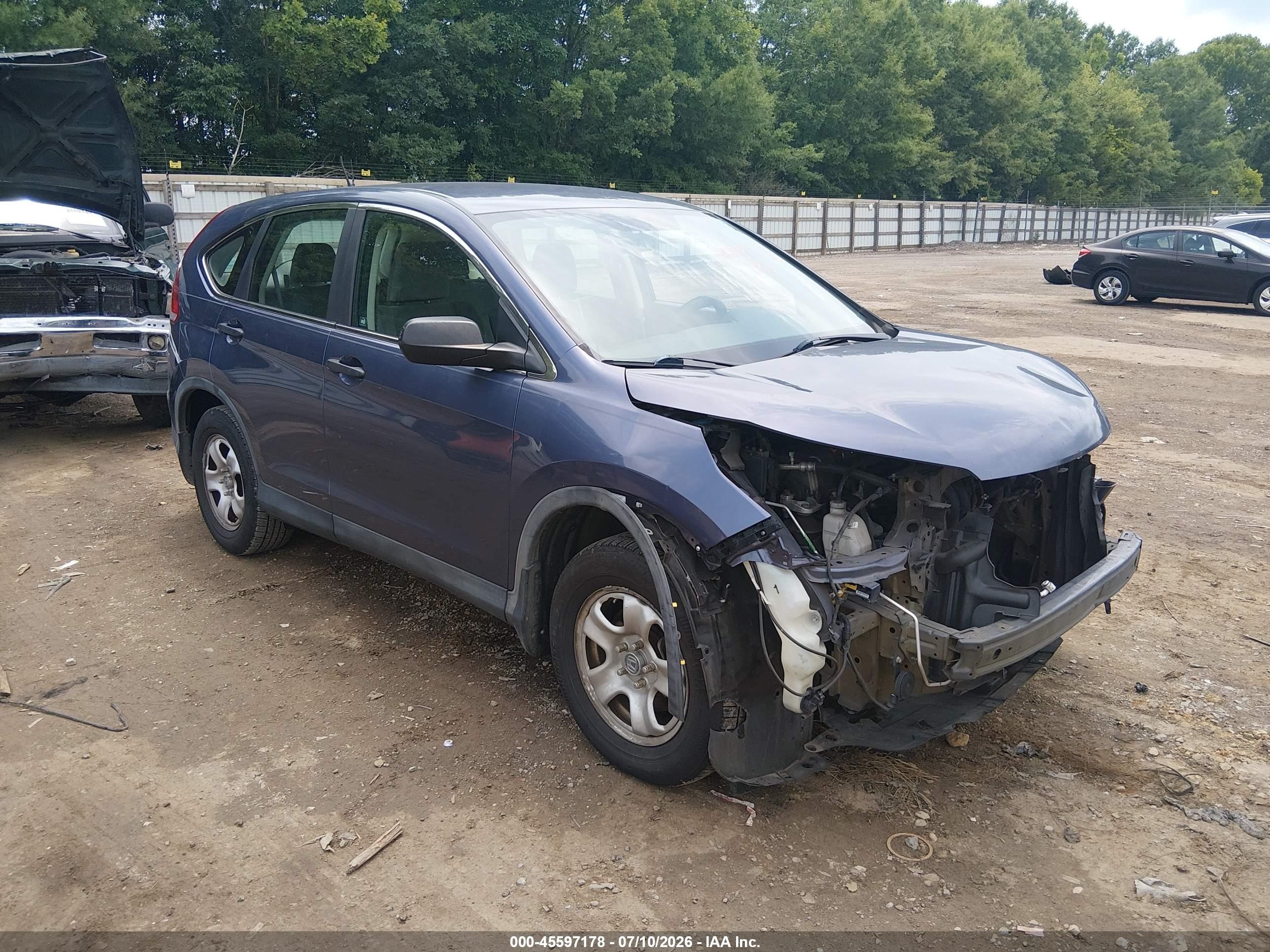 2012 Honda Cr-v Lx Blue vin: 5J6RM3H3XCL027411