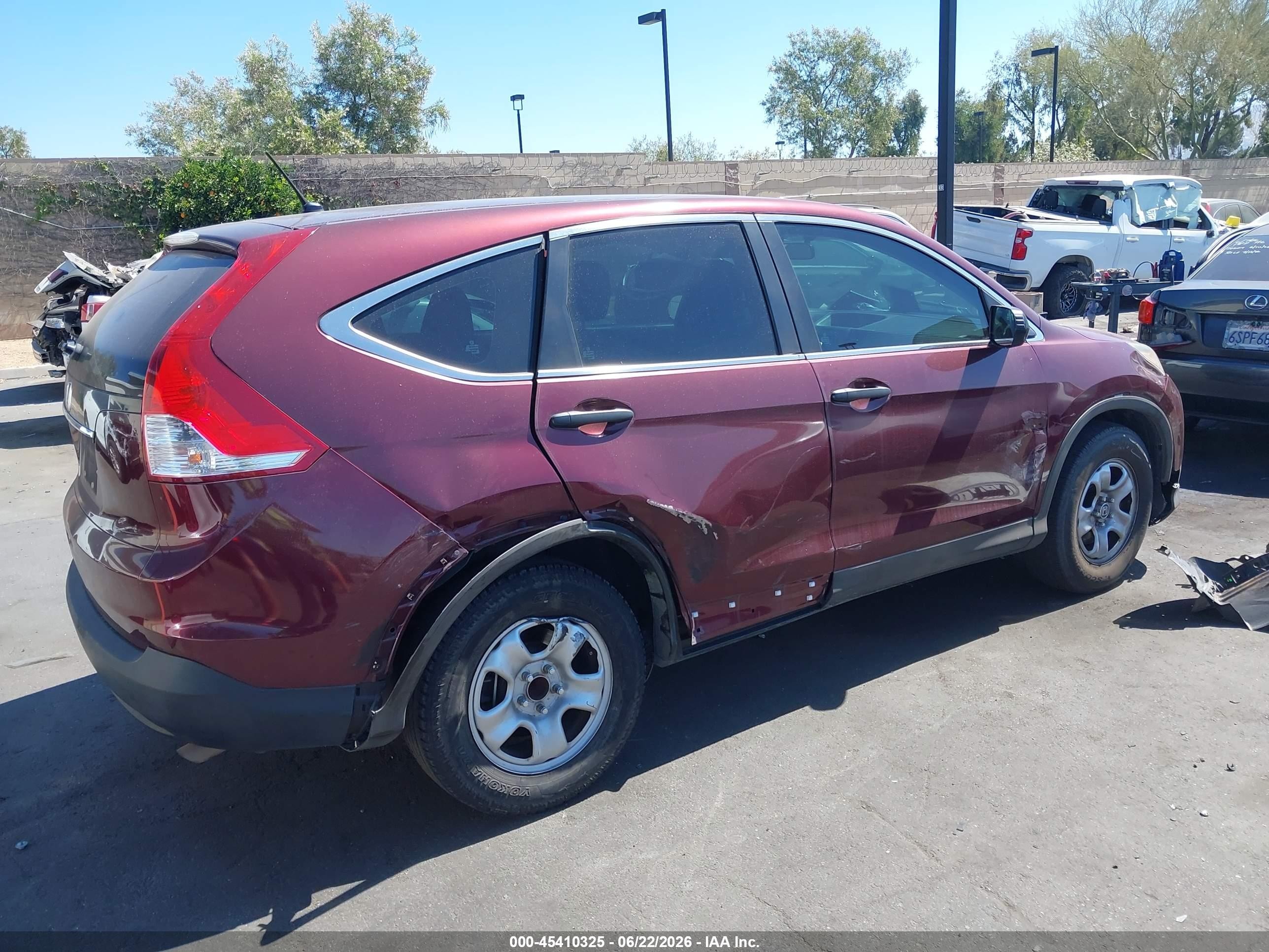 2013 Honda Cr-v Lx Burgundy vin: 5J6RM3H3XDL046073