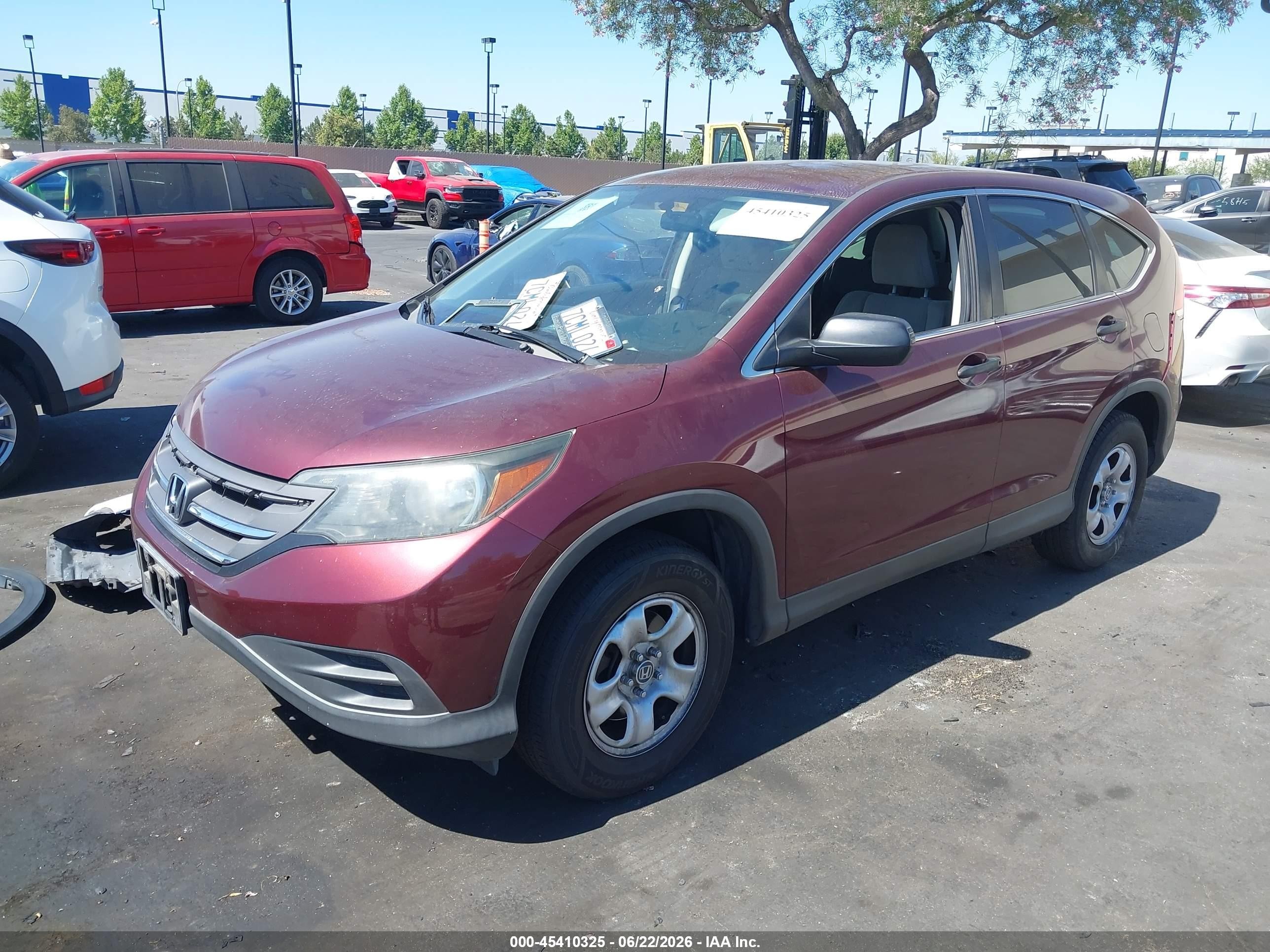 2013 Honda Cr-v Lx Burgundy vin: 5J6RM3H3XDL046073