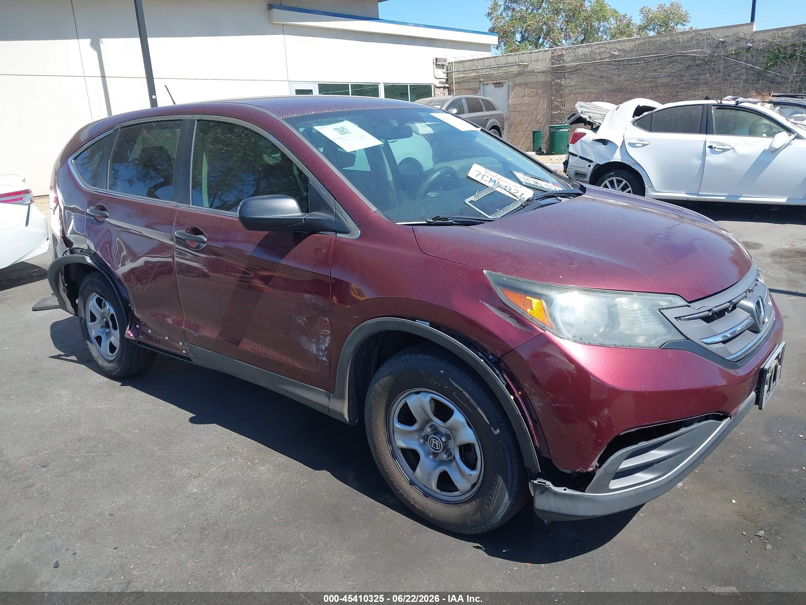 2013 Honda Cr-v Lx Burgundy vin: 5J6RM3H3XDL046073