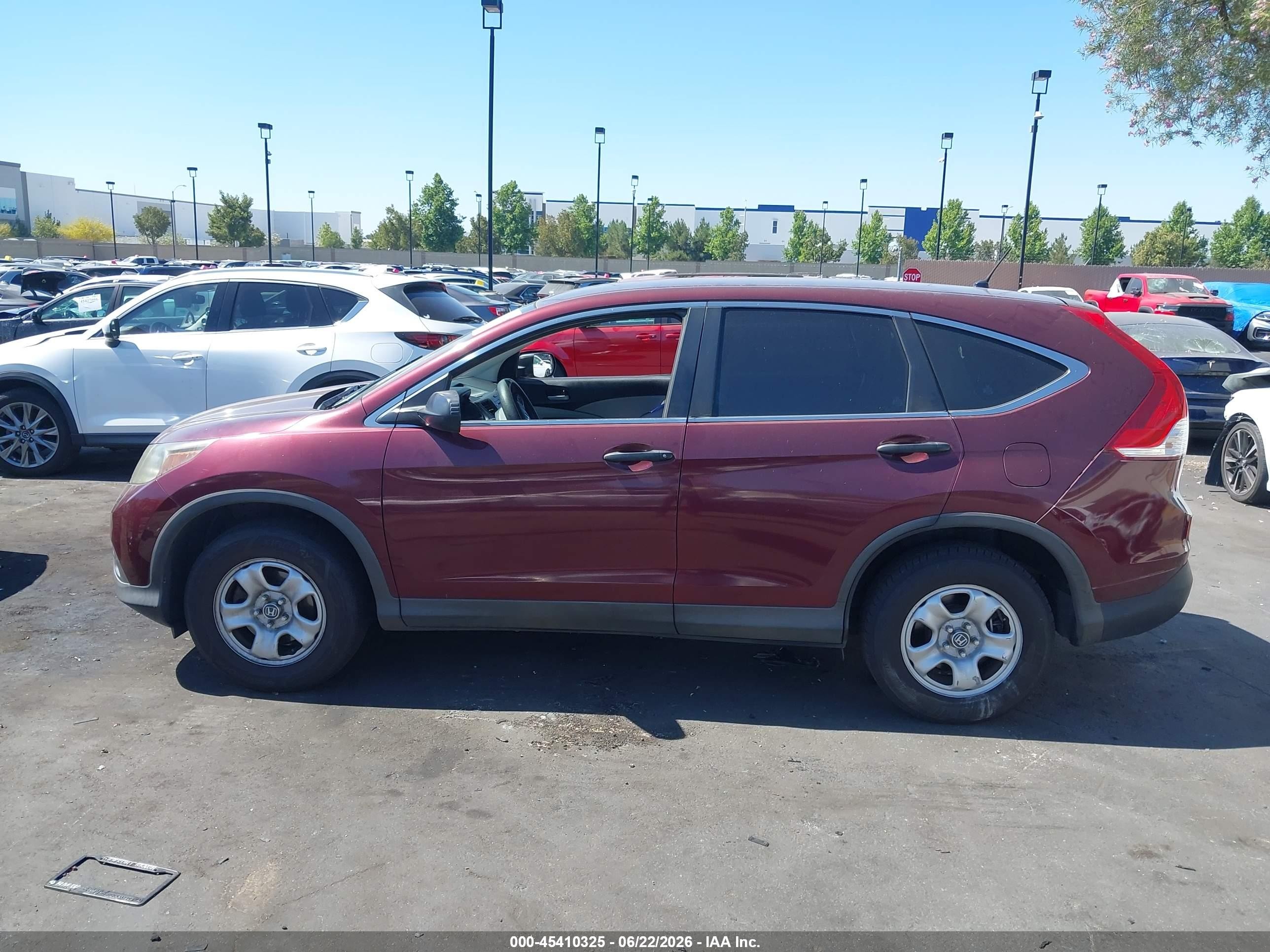 2013 Honda Cr-v Lx Burgundy vin: 5J6RM3H3XDL046073