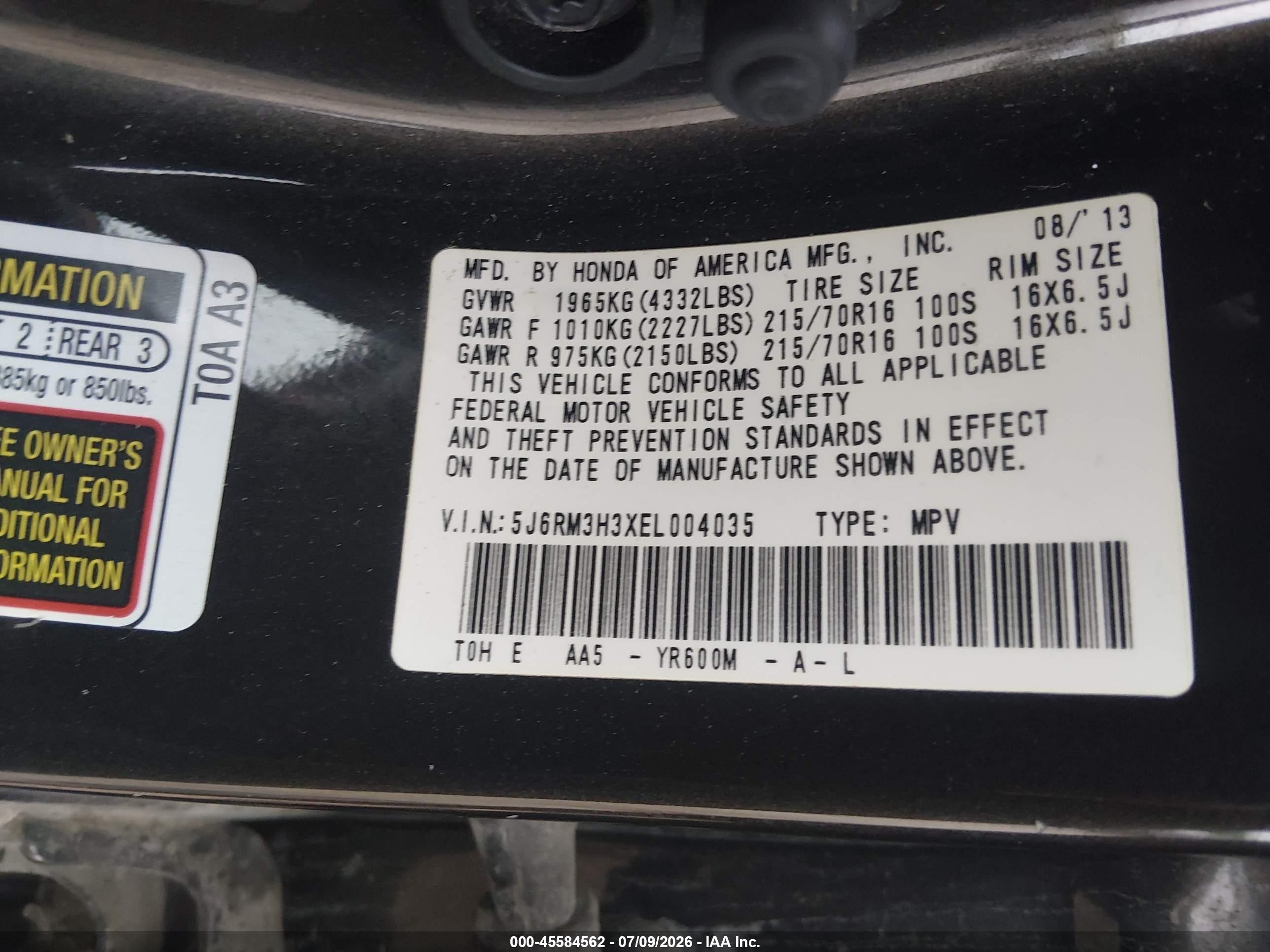 2014 Honda Cr-v Lx Gray vin: 5J6RM3H3XEL004035