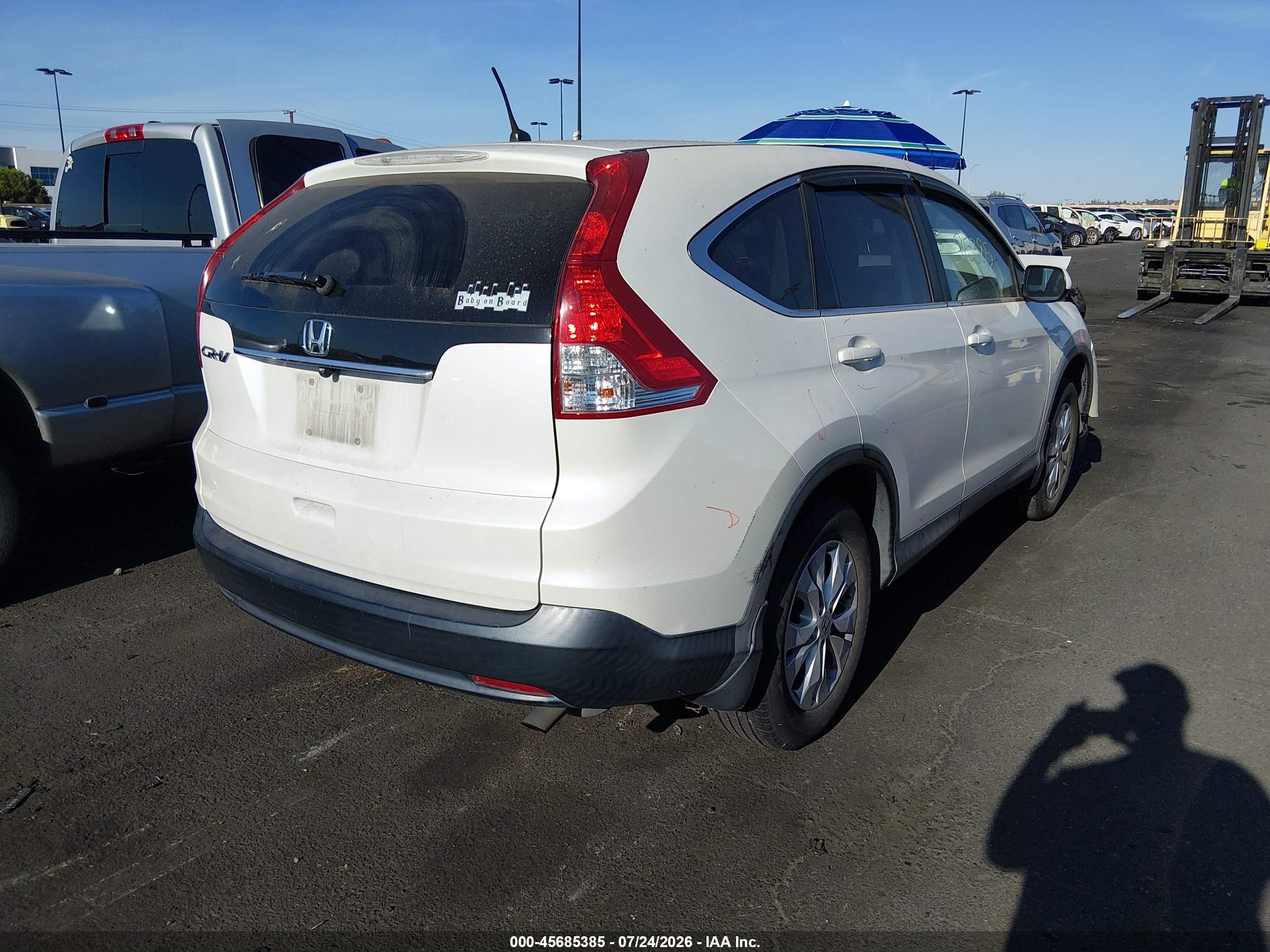 2012 Honda Cr-v Ex White vin: 5J6RM3H51CL006108
