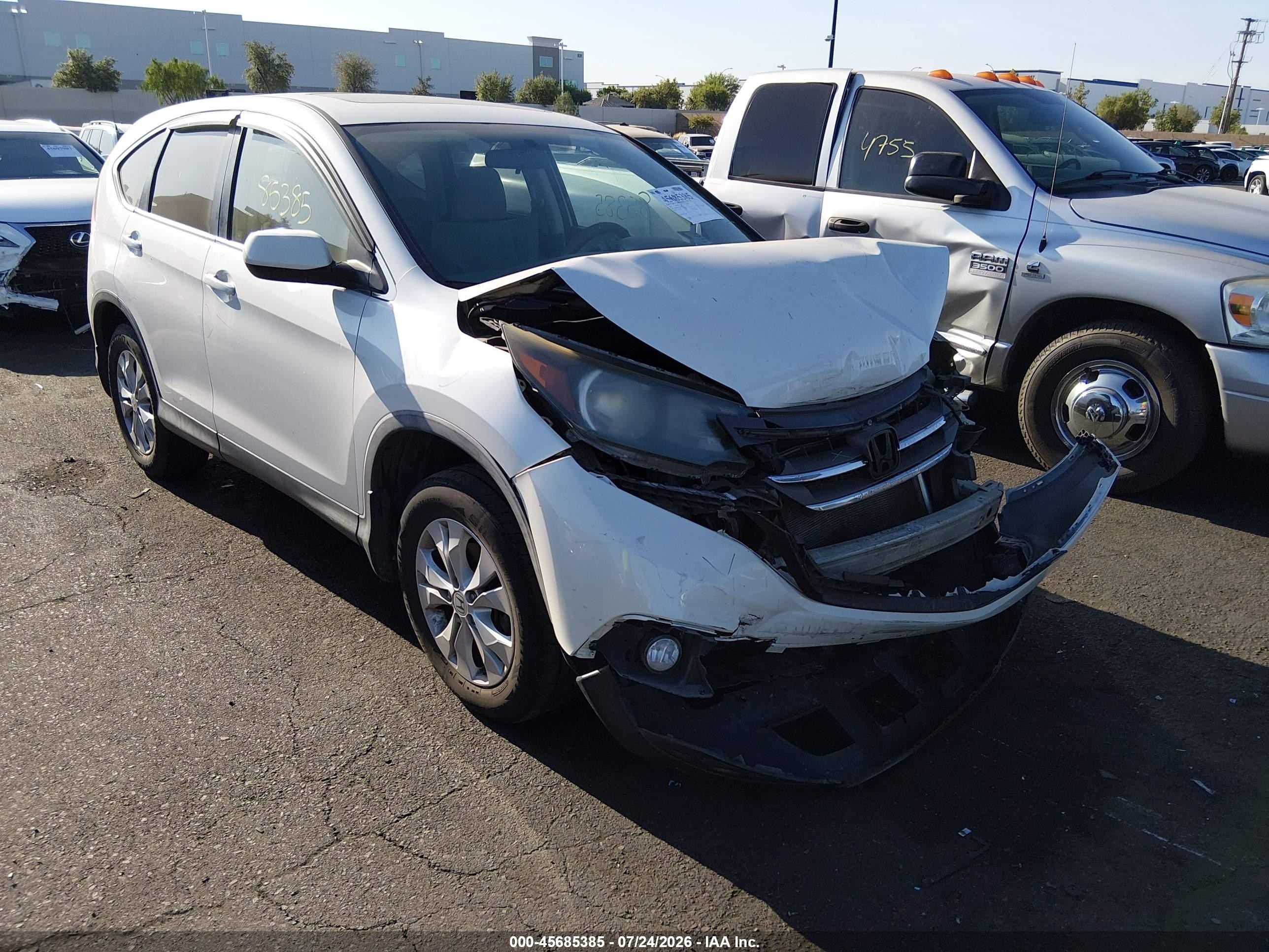 2012 Honda Cr-v Ex White vin: 5J6RM3H51CL006108