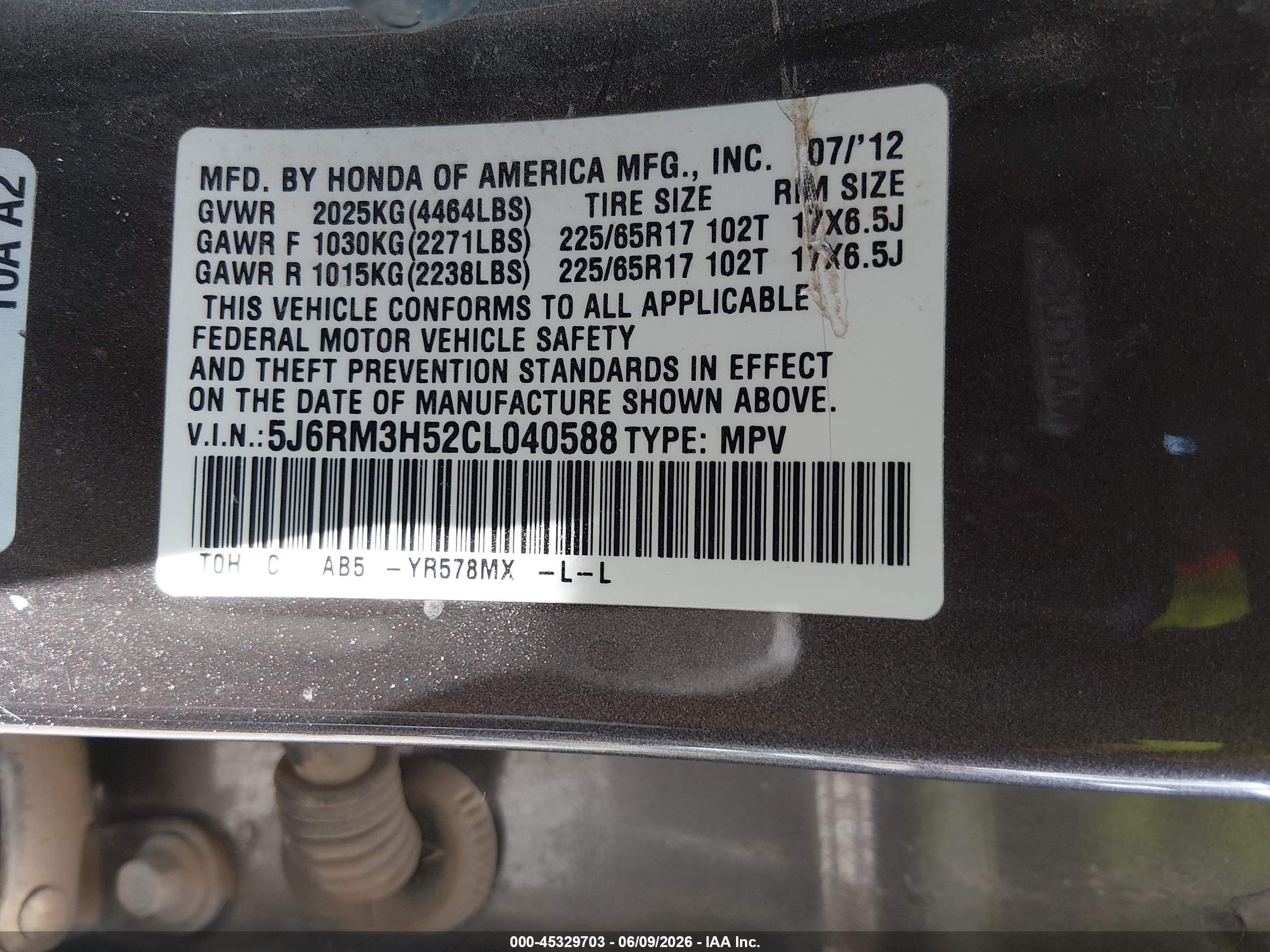 2012 Honda Cr-v Ex Gray vin: 5J6RM3H52CL040588