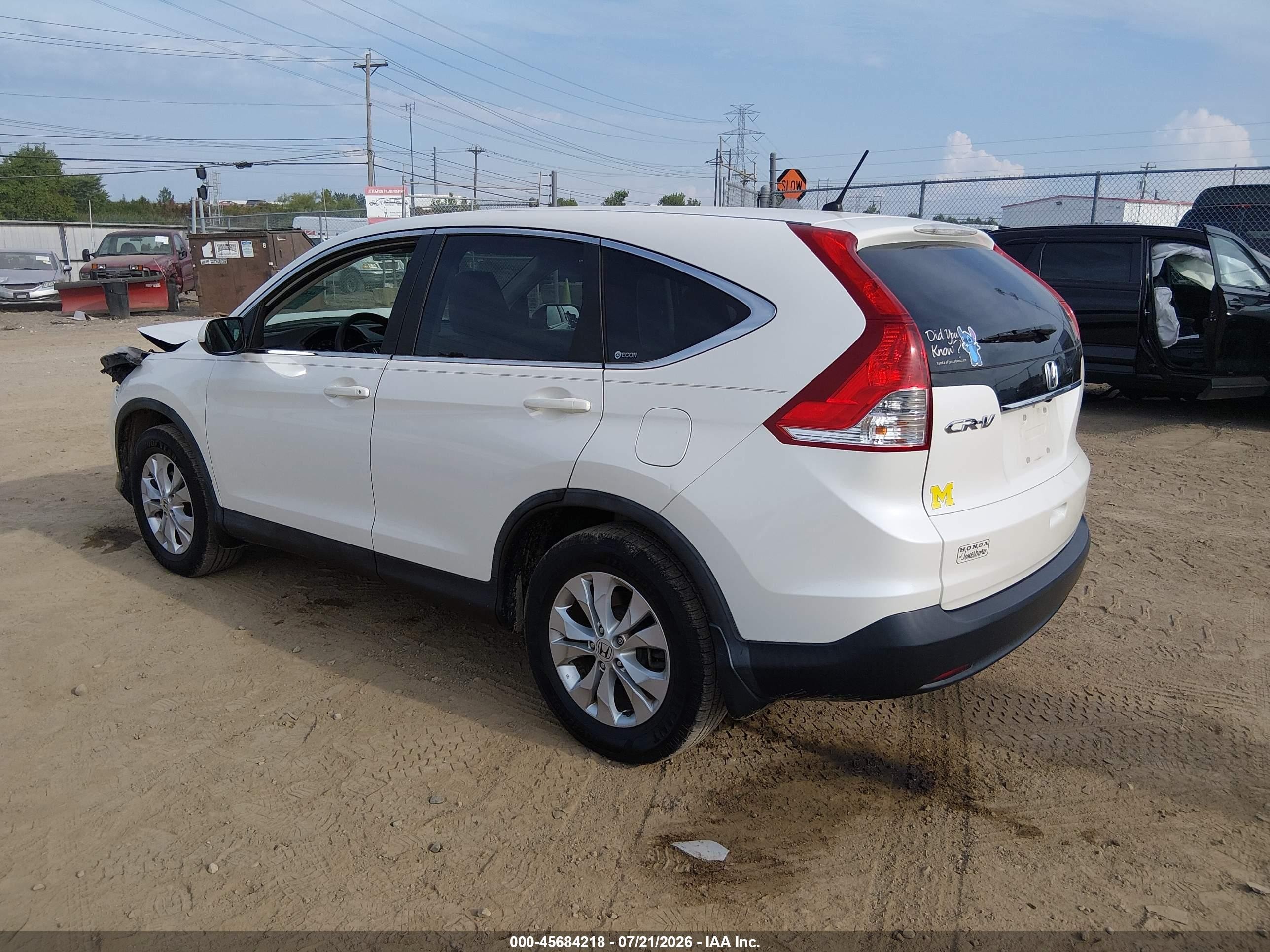 2012 Honda Cr-v Ex White vin: 5J6RM3H53CL035903