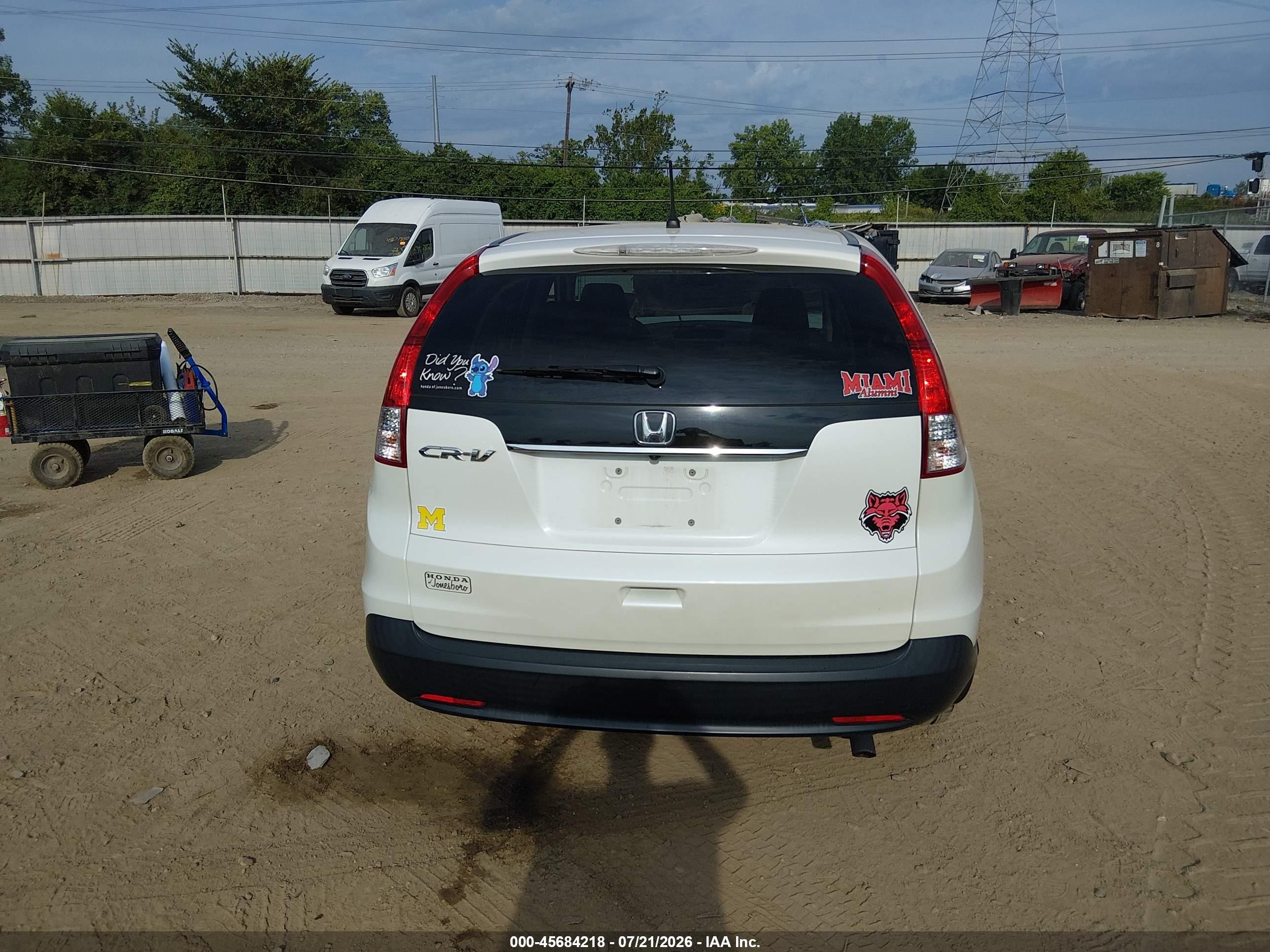 2012 Honda Cr-v Ex White vin: 5J6RM3H53CL035903