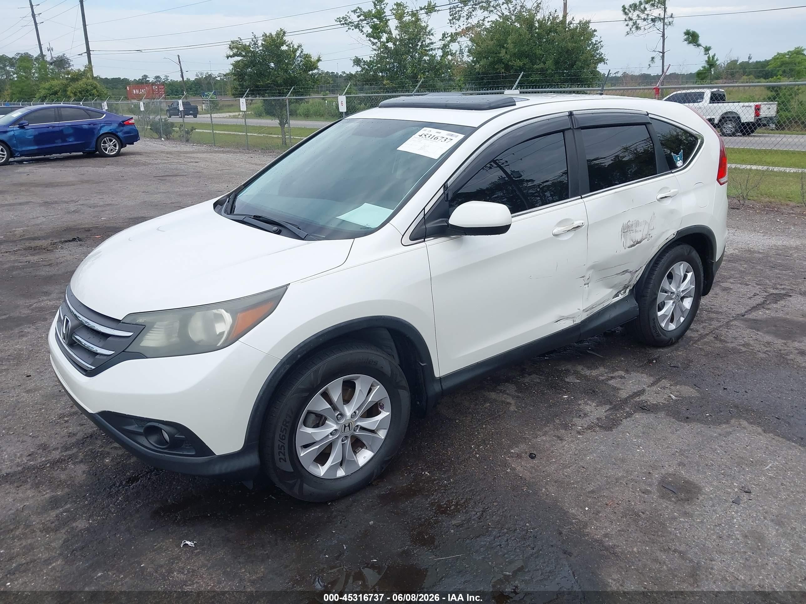 2012 Honda Cr-v Ex White vin: 5J6RM3H53CL048246