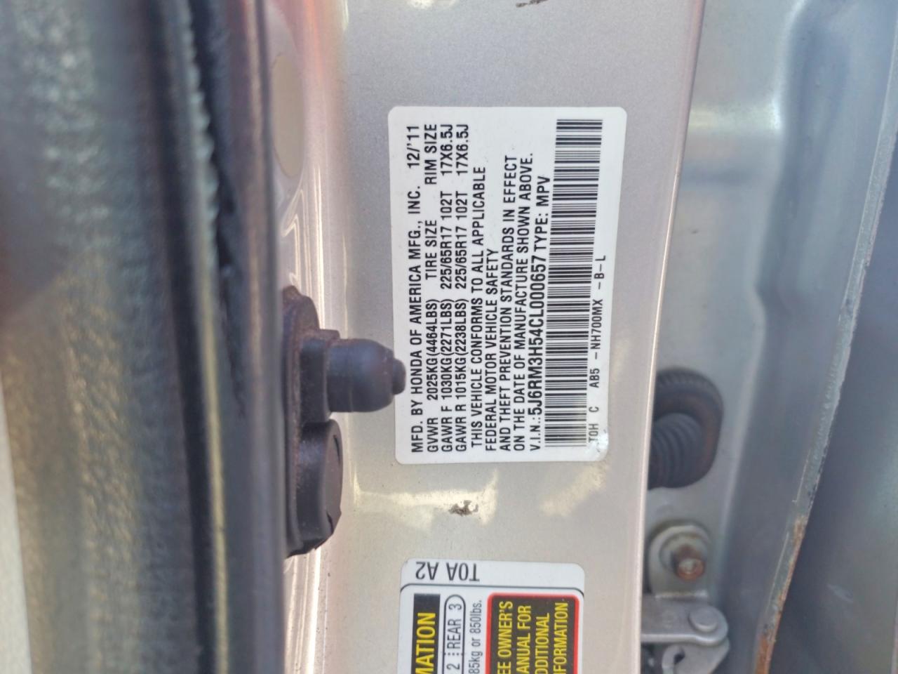 2012 Honda Cr-v Ex Gray vin: 5J6RM3H54CL000657