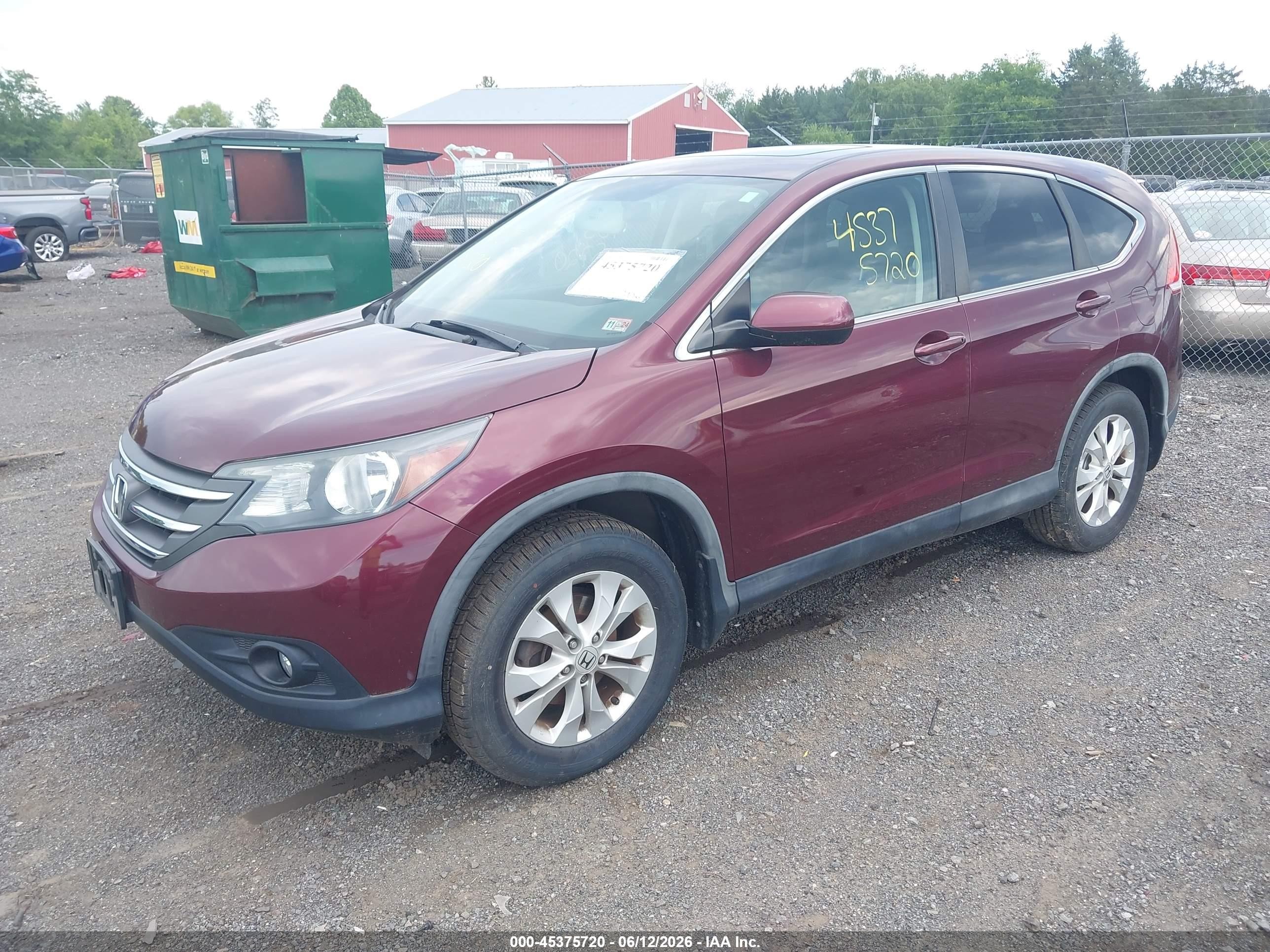 2014 Honda Cr-v Ex Burgundy vin: 5J6RM3H54EL026002