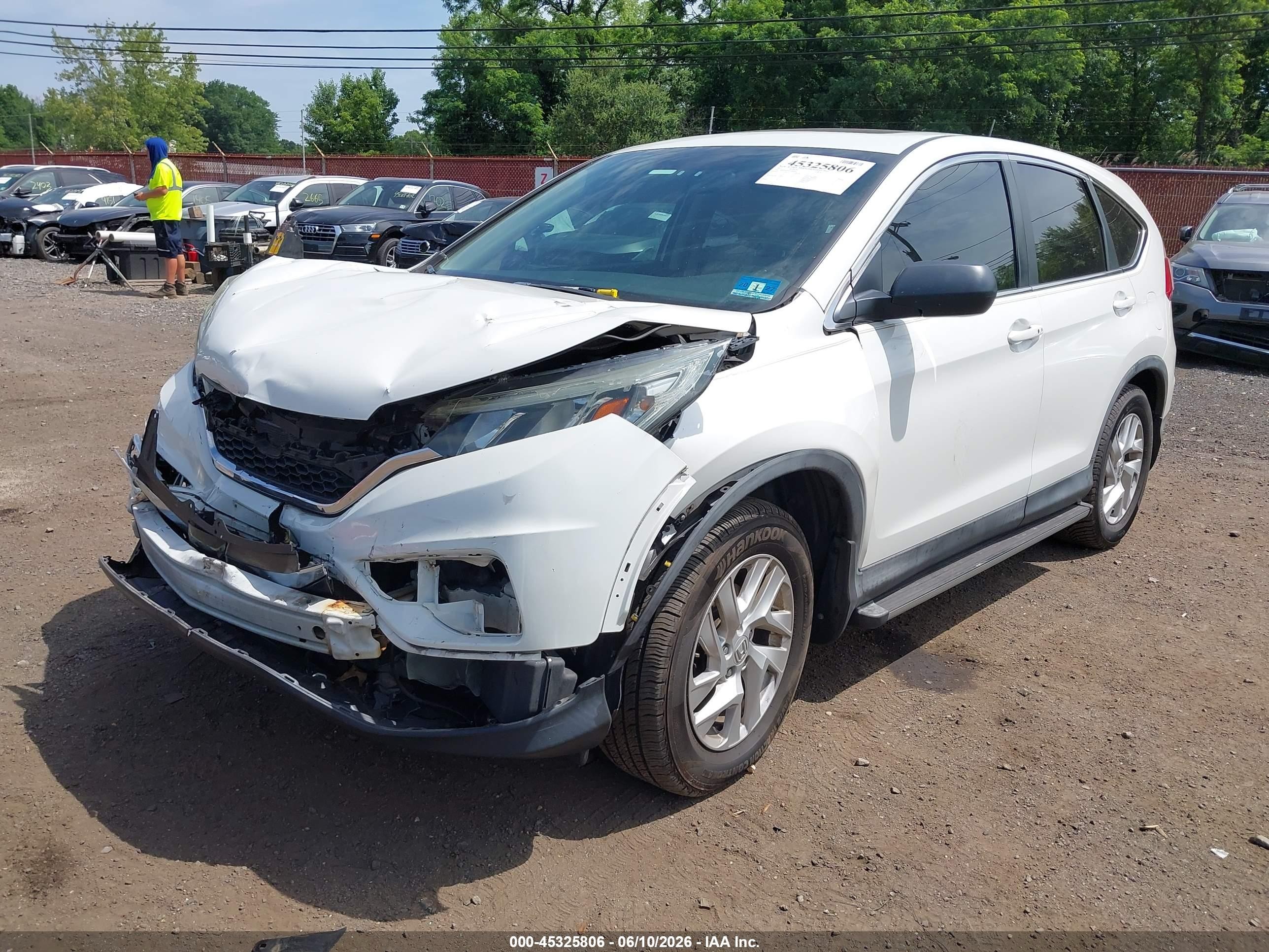 2015 Honda Cr-v Ex White vin: 5J6RM3H54FL006690