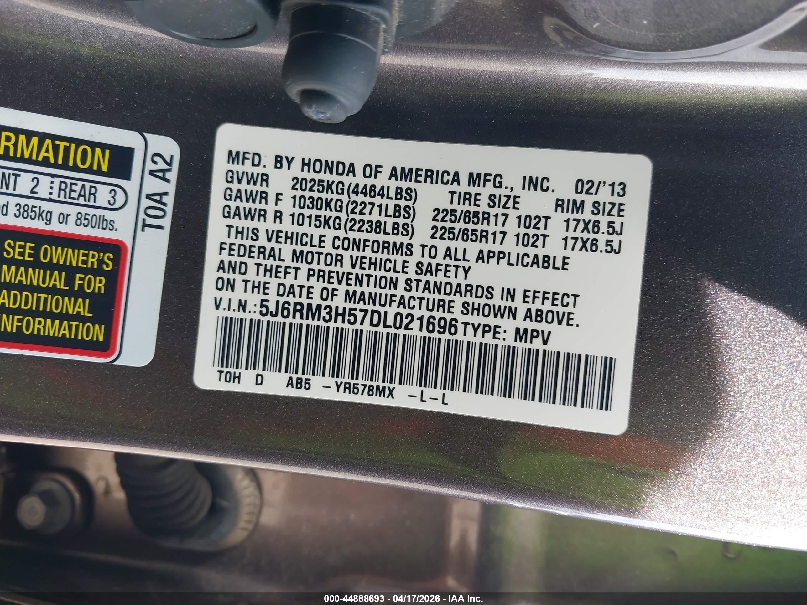 2013 Honda Cr-v Ex Brown vin: 5J6RM3H57DL021696