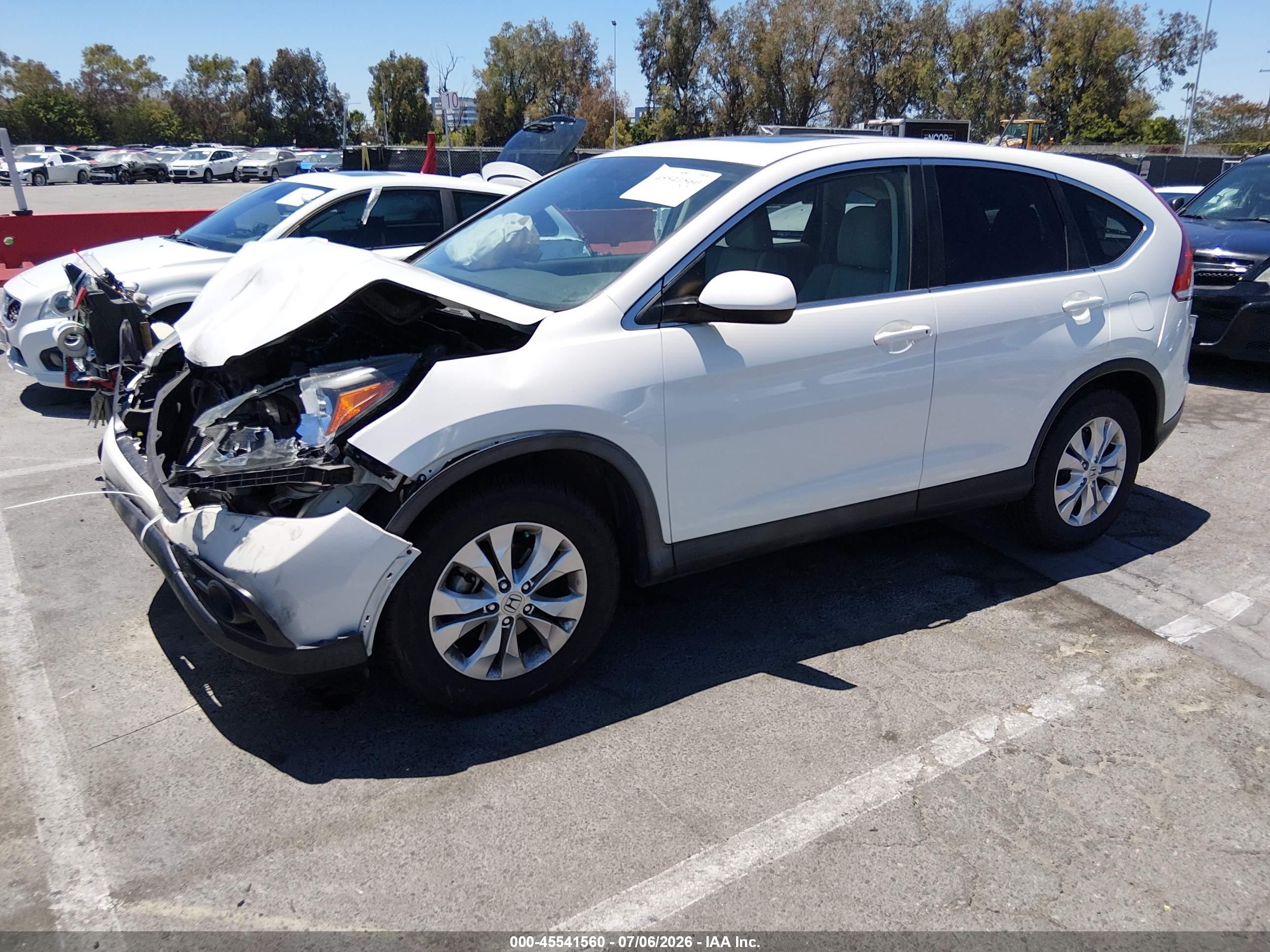 2014 Honda Cr-v Ex White vin: 5J6RM3H57EL036510