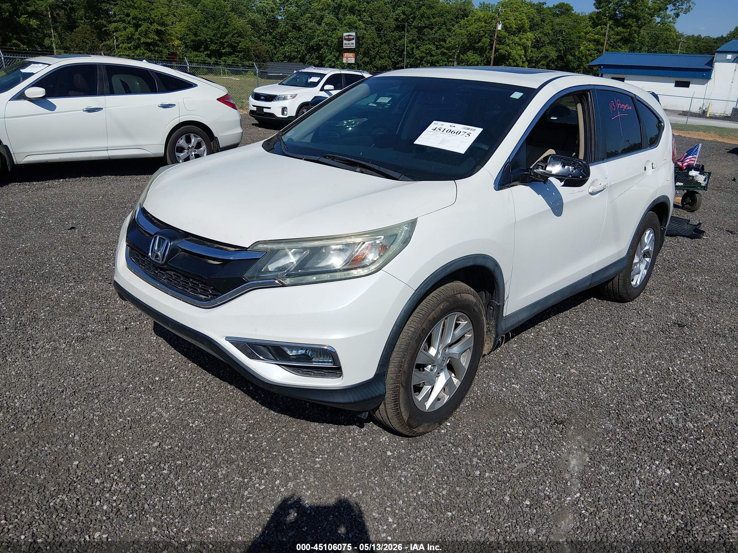 2015 Honda Cr-v Ex White vin: 5J6RM3H58FL023119