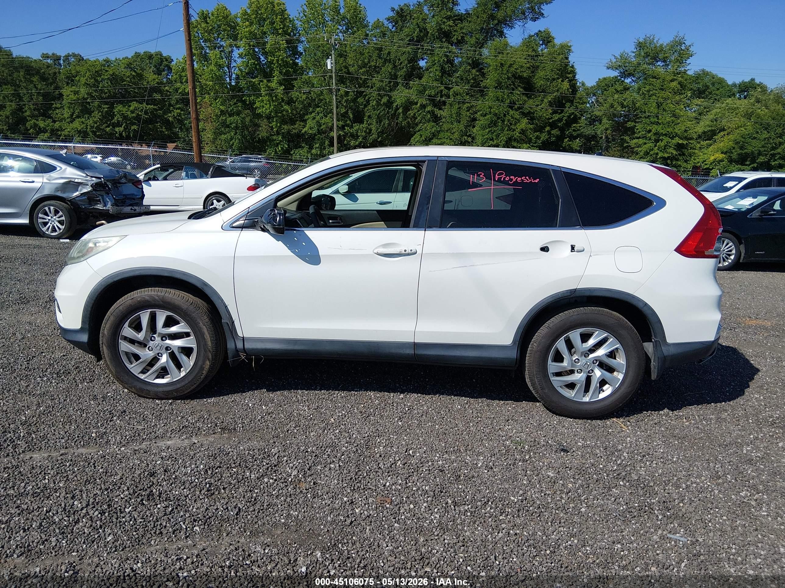 2015 Honda Cr-v Ex White vin: 5J6RM3H58FL023119