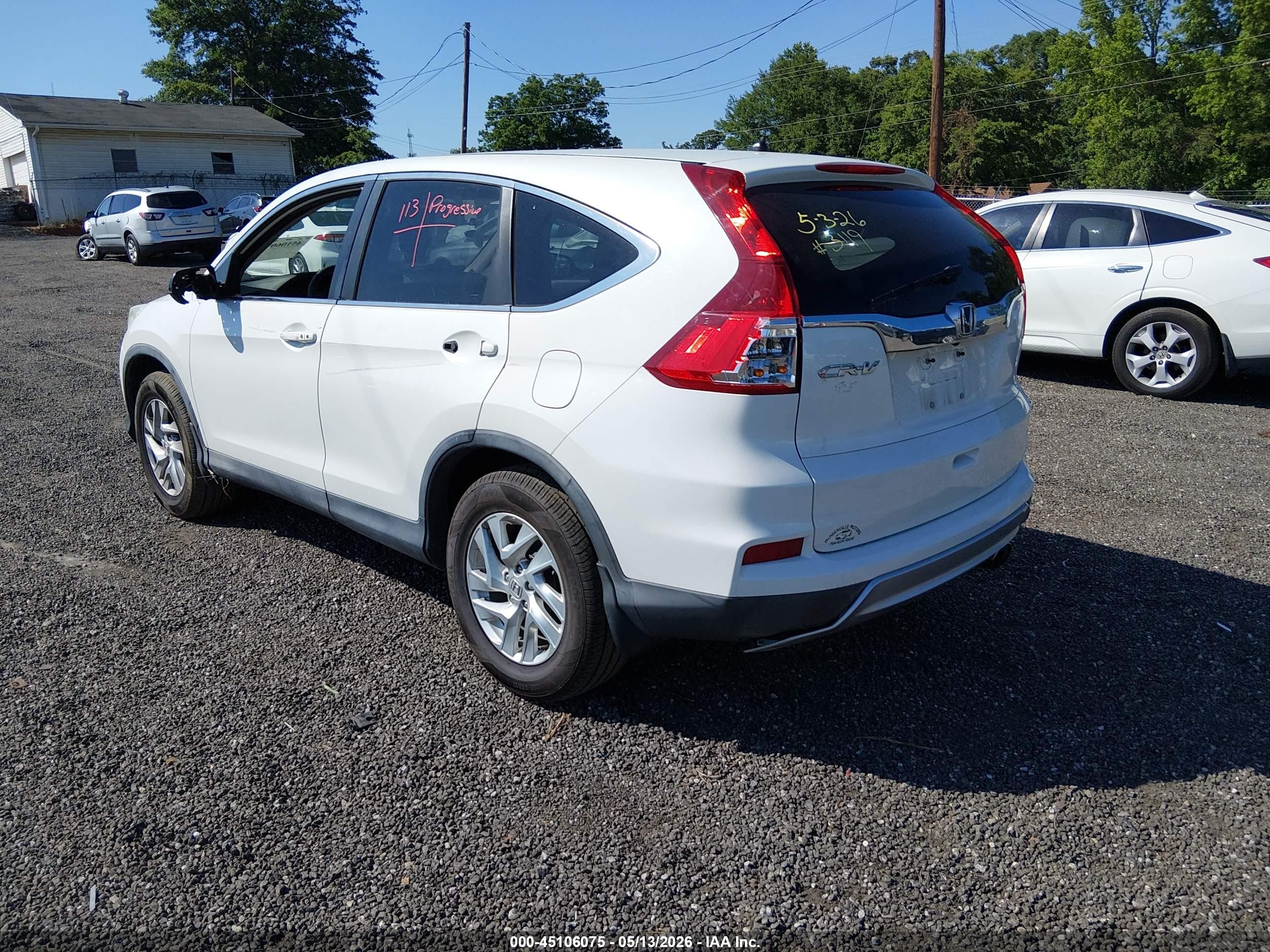 2015 Honda Cr-v Ex White vin: 5J6RM3H58FL023119