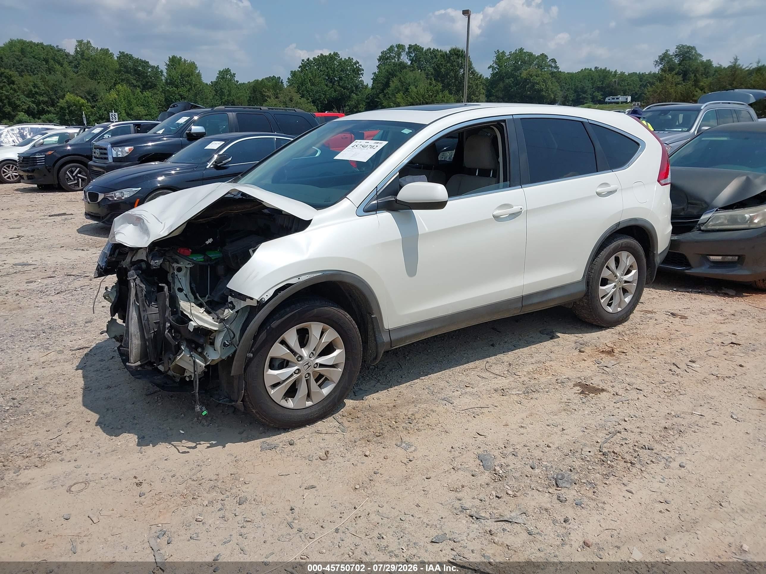 2012 Honda Cr-v Ex Белый vin: 5J6RM3H59CL015395