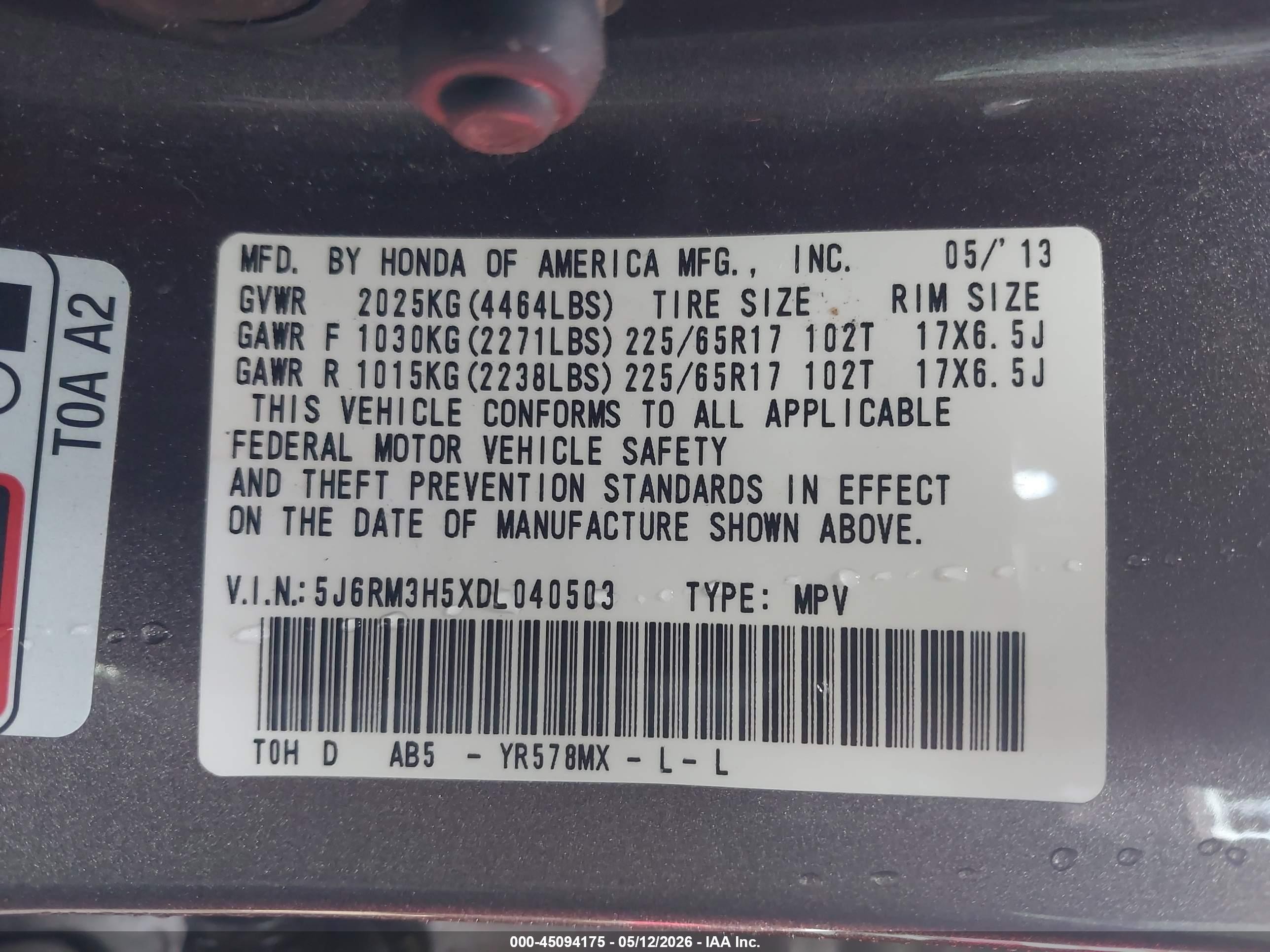 2013 Honda Cr-v Ex Brown vin: 5J6RM3H5XDL040503