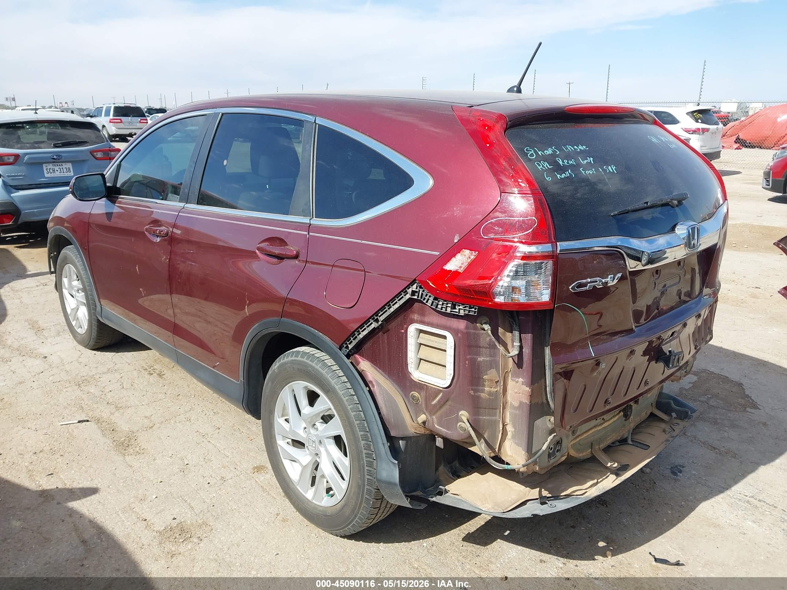 2015 Honda Cr-v Ex Maroon vin: 5J6RM3H5XFL003406