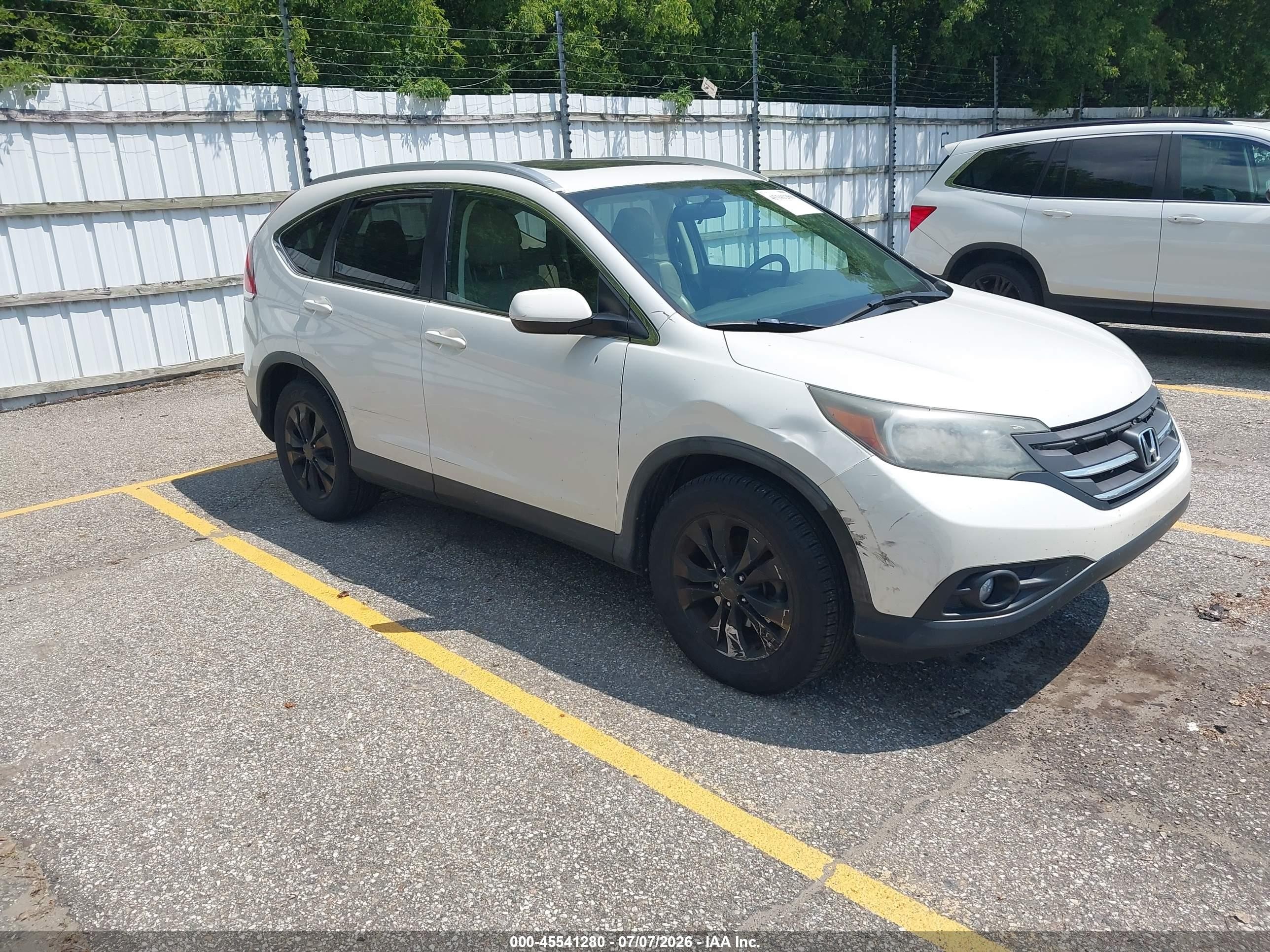 2012 Honda Cr-v Ex-l White vin: 5J6RM3H70CL015139