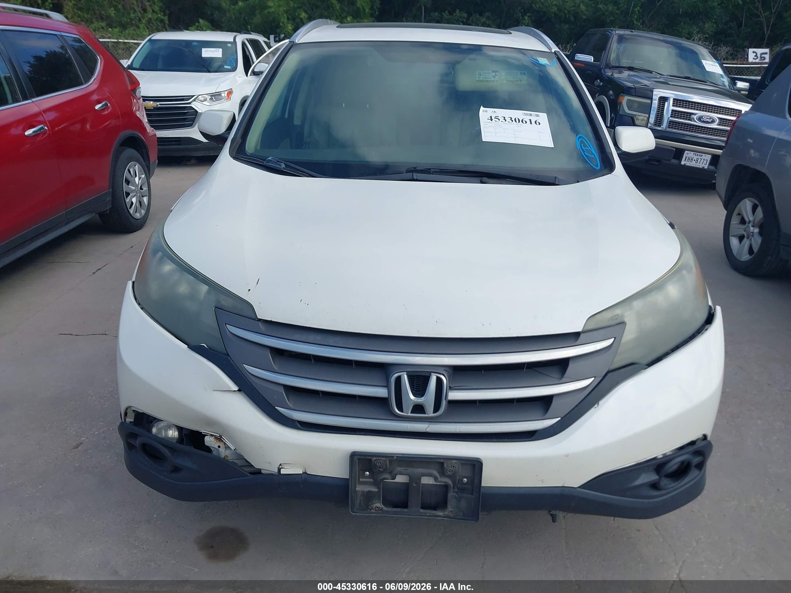2012 Honda Cr-v Ex-l White vin: 5J6RM3H70CL020423