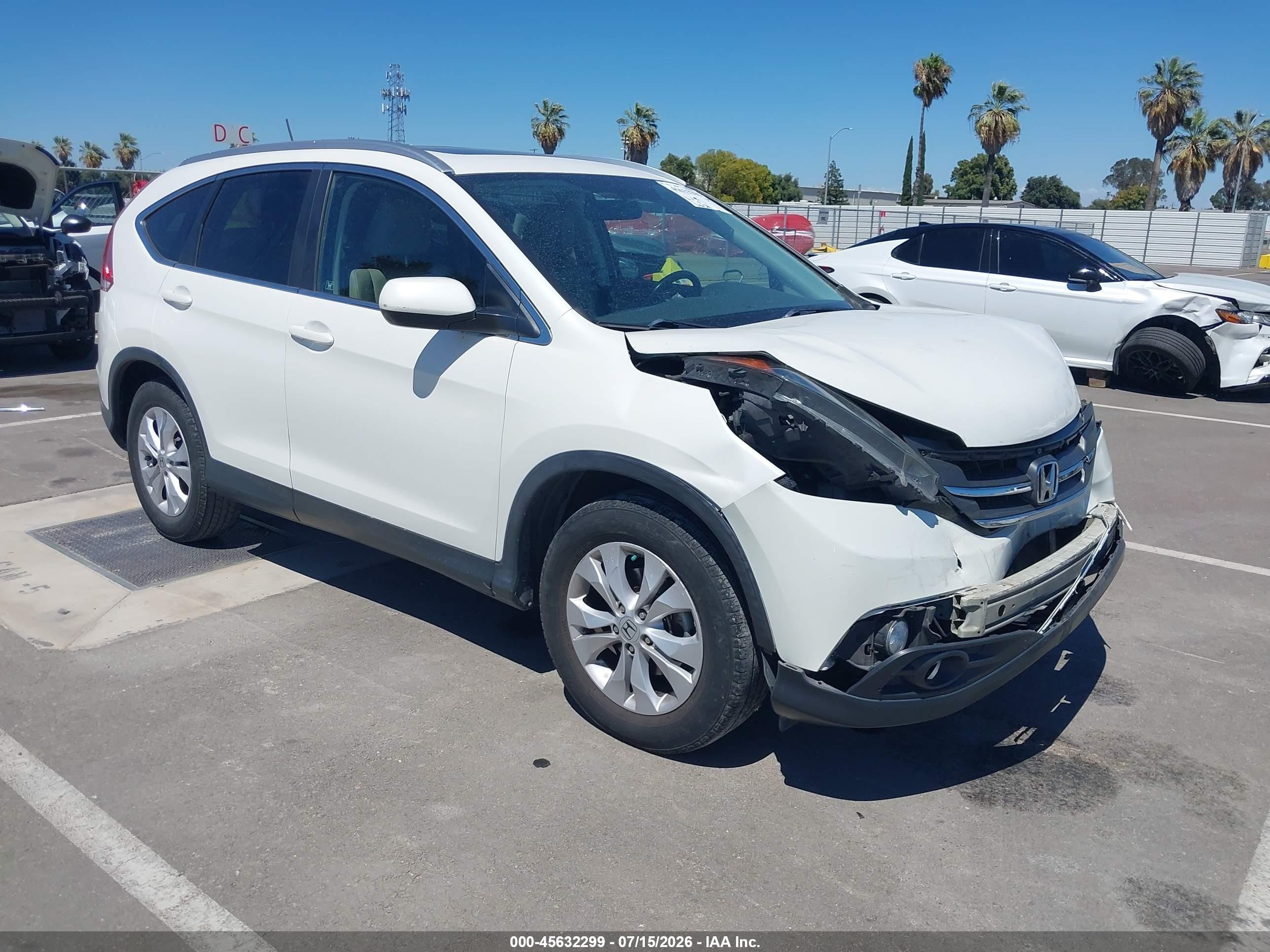2012 Honda Cr-v Ex-l White vin: 5J6RM3H70CL048075
