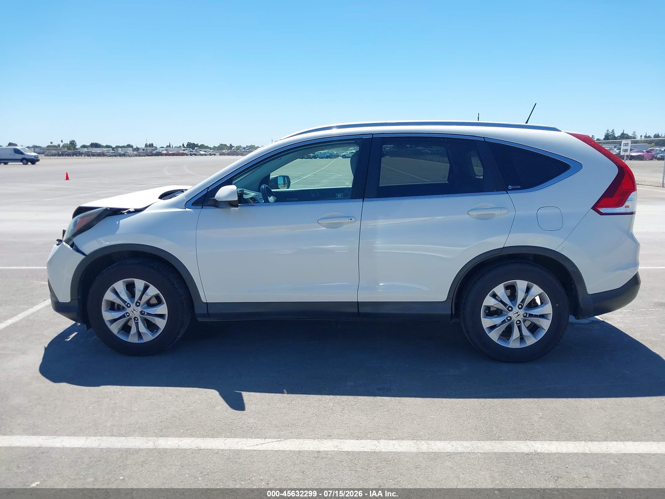 2012 Honda Cr-v Ex-l White vin: 5J6RM3H70CL048075