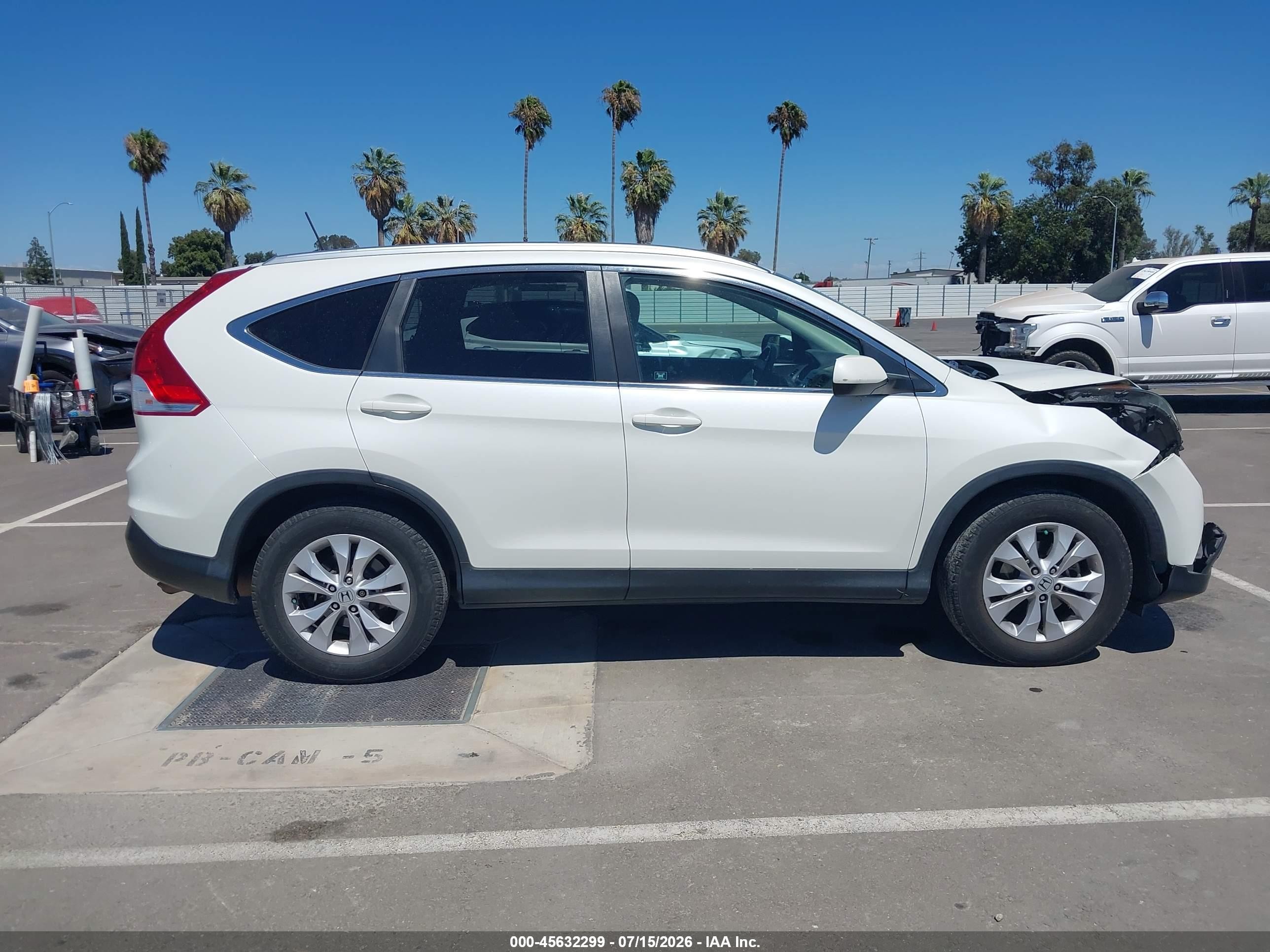 2012 Honda Cr-v Ex-l White vin: 5J6RM3H70CL048075
