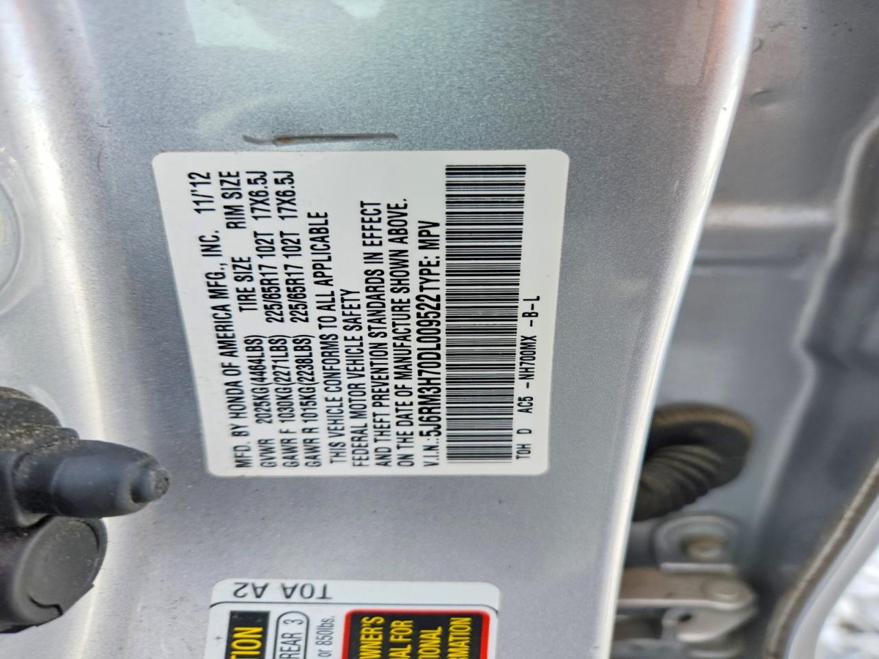 2013 Honda Cr-v Exl Silver vin: 5J6RM3H70DL009522