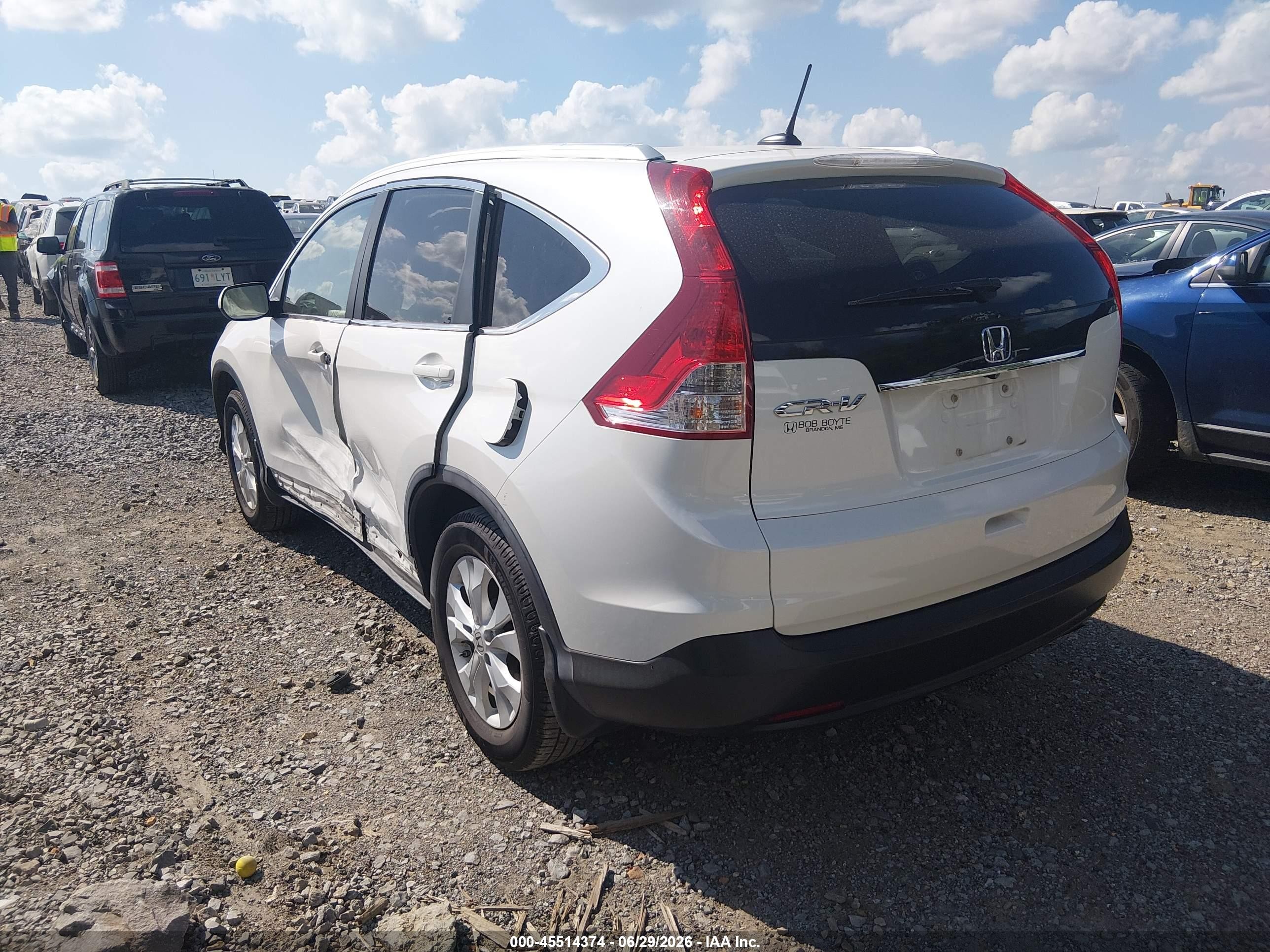 2013 Honda Cr-v Ex-l White vin: 5J6RM3H70DL037336
