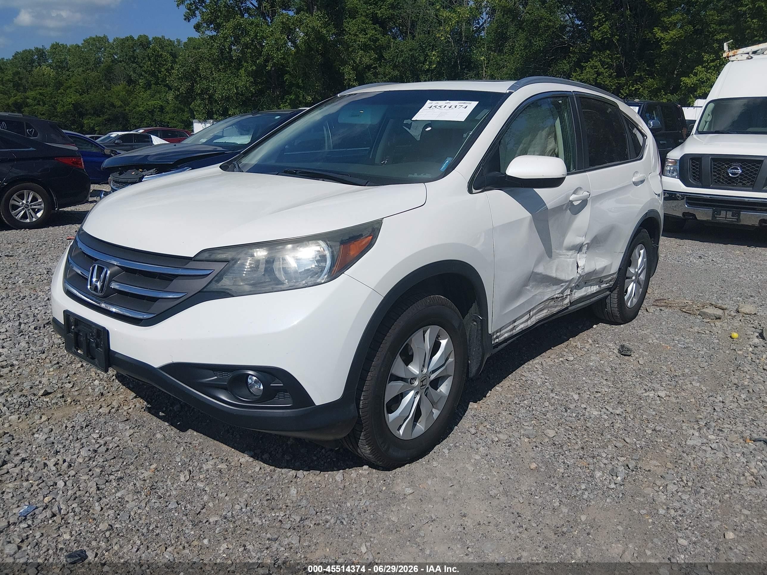 2013 Honda Cr-v Ex-l White vin: 5J6RM3H70DL037336