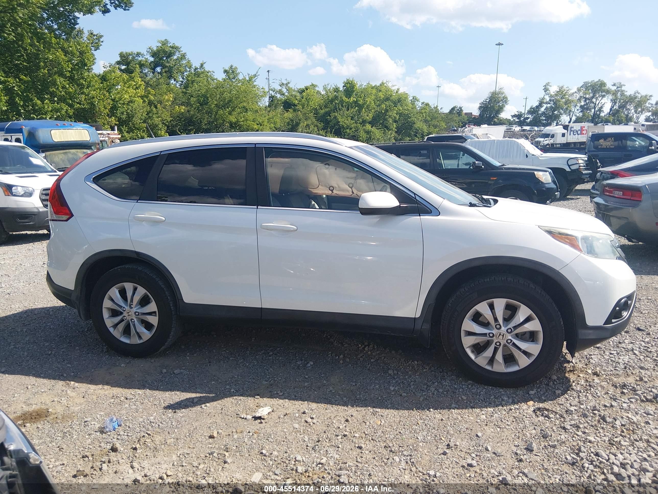 2013 Honda Cr-v Ex-l White vin: 5J6RM3H70DL037336