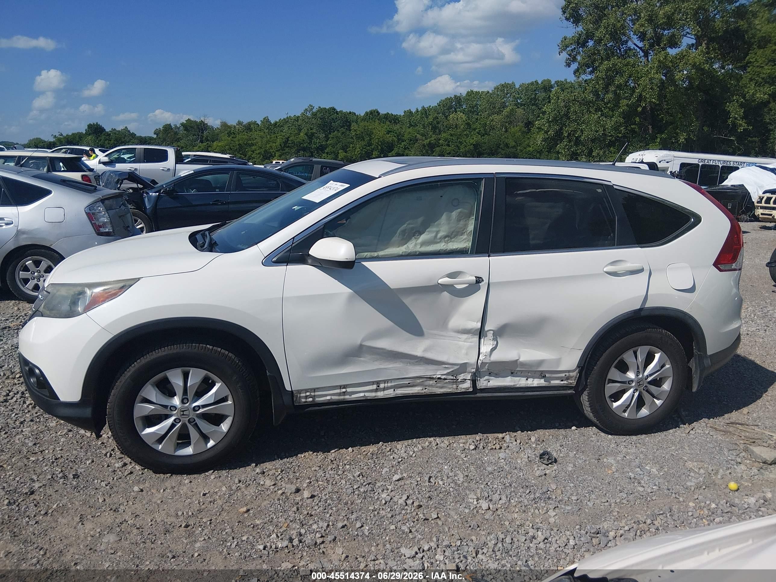 2013 Honda Cr-v Ex-l White vin: 5J6RM3H70DL037336