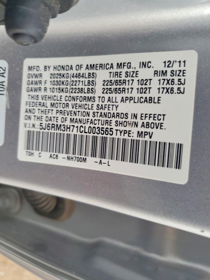 2012 Honda Cr-v Exl Silver vin: 5J6RM3H71CL003565