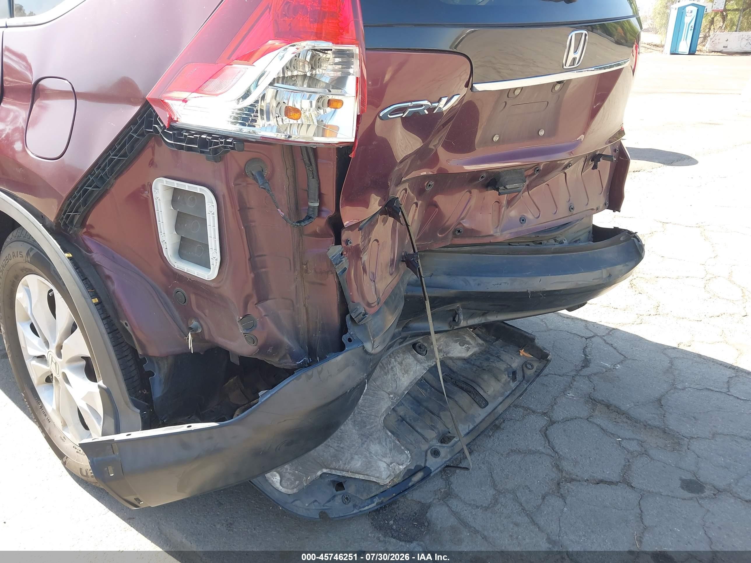 2013 Honda Cr-v Ex-l Burgundy vin: 5J6RM3H71DL021081