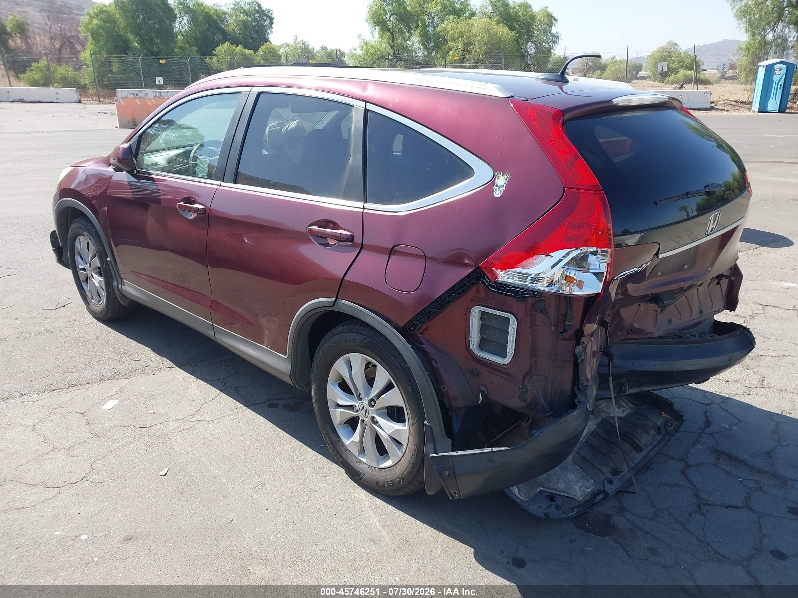 2013 Honda Cr-v Ex-l Burgundy vin: 5J6RM3H71DL021081
