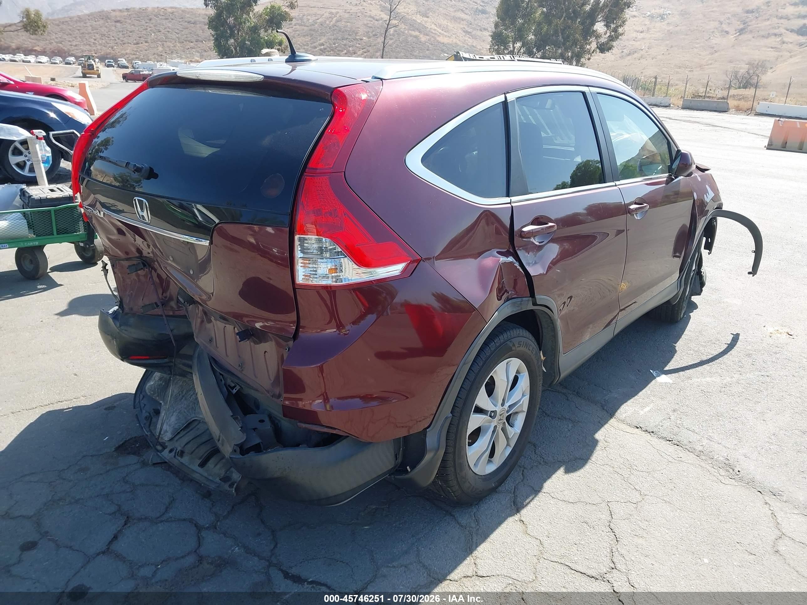 2013 Honda Cr-v Ex-l Burgundy vin: 5J6RM3H71DL021081