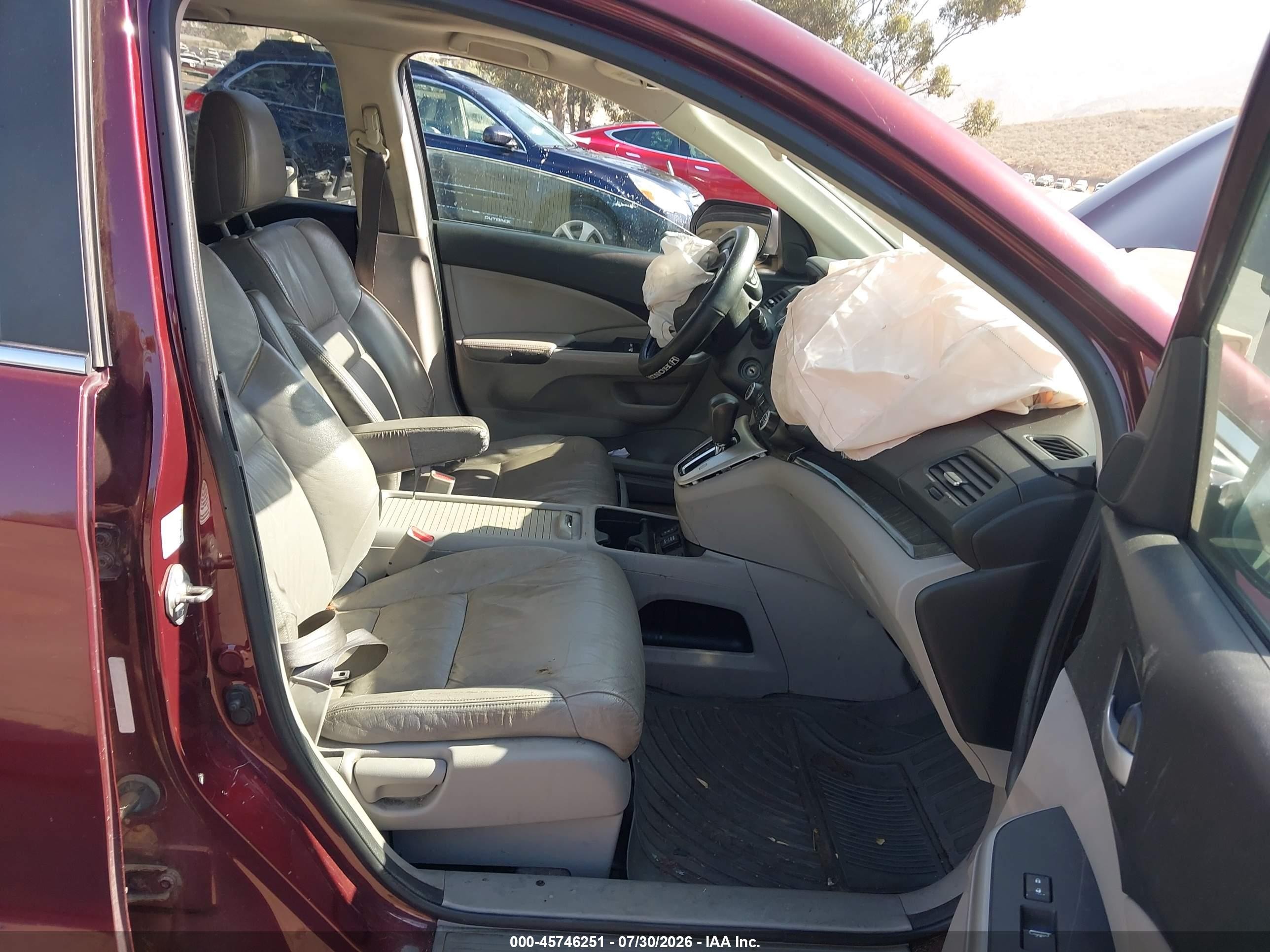 2013 Honda Cr-v Ex-l Burgundy vin: 5J6RM3H71DL021081