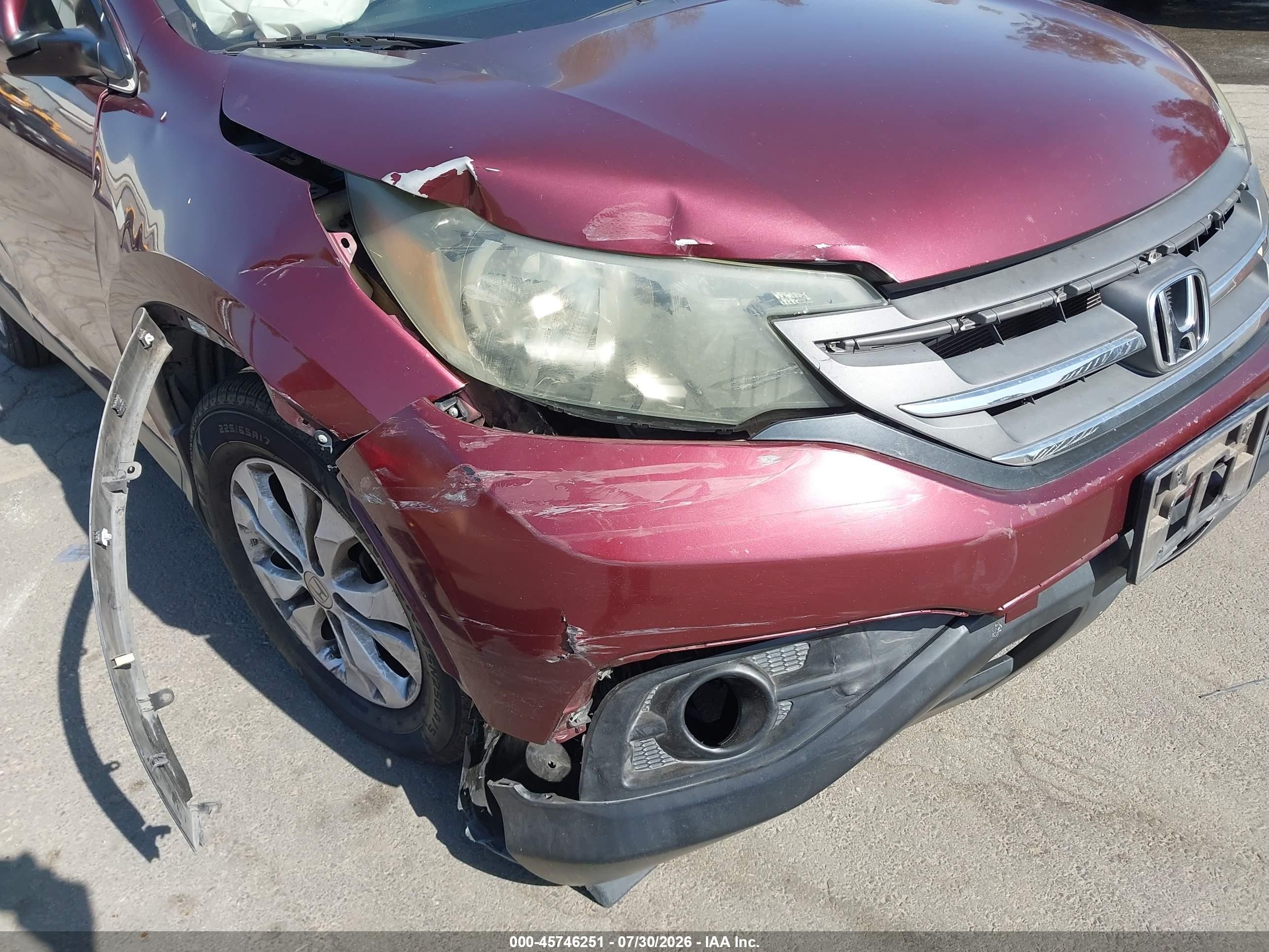 2013 Honda Cr-v Ex-l Burgundy vin: 5J6RM3H71DL021081