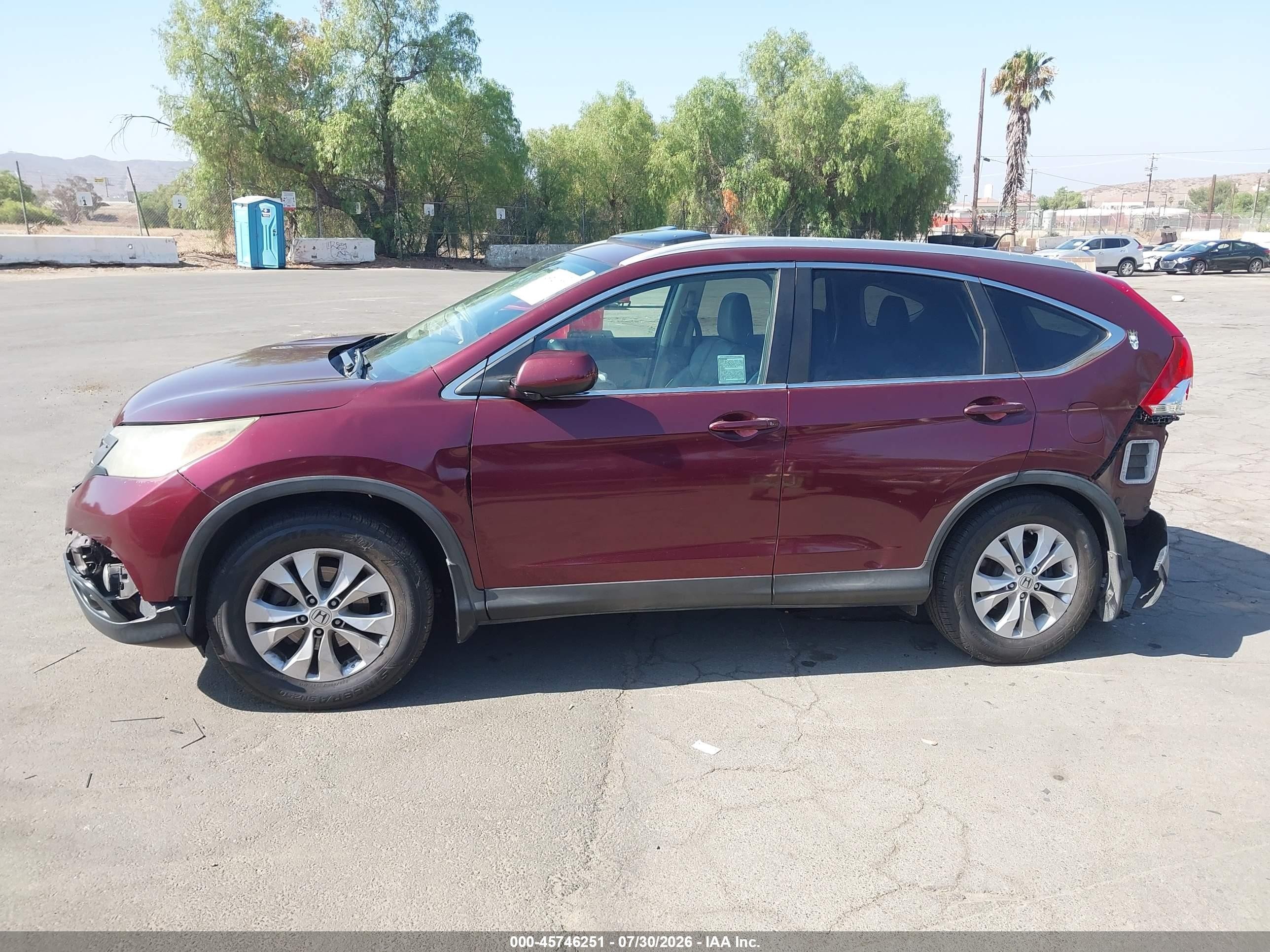 2013 Honda Cr-v Ex-l Burgundy vin: 5J6RM3H71DL021081