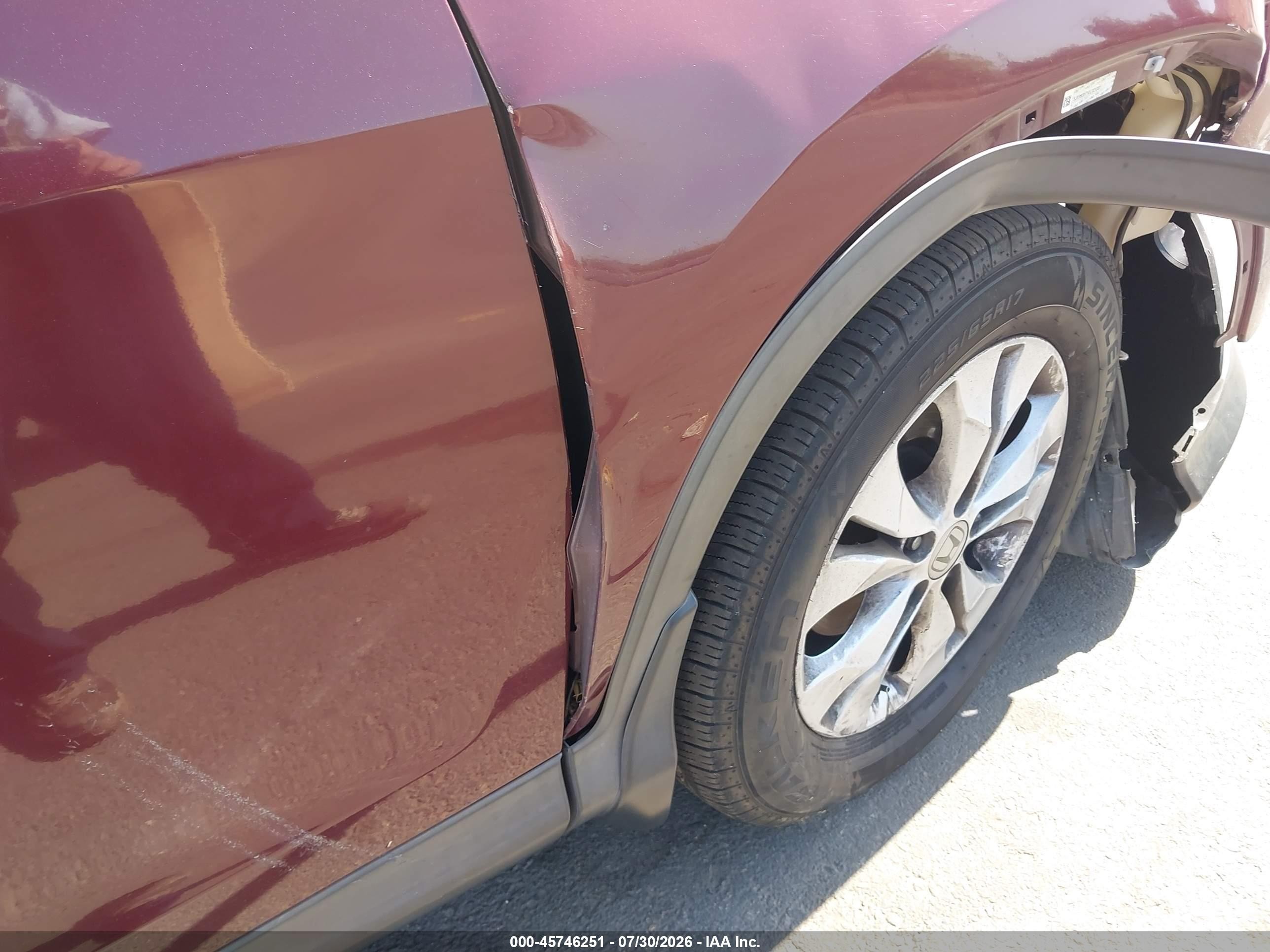 2013 Honda Cr-v Ex-l Burgundy vin: 5J6RM3H71DL021081