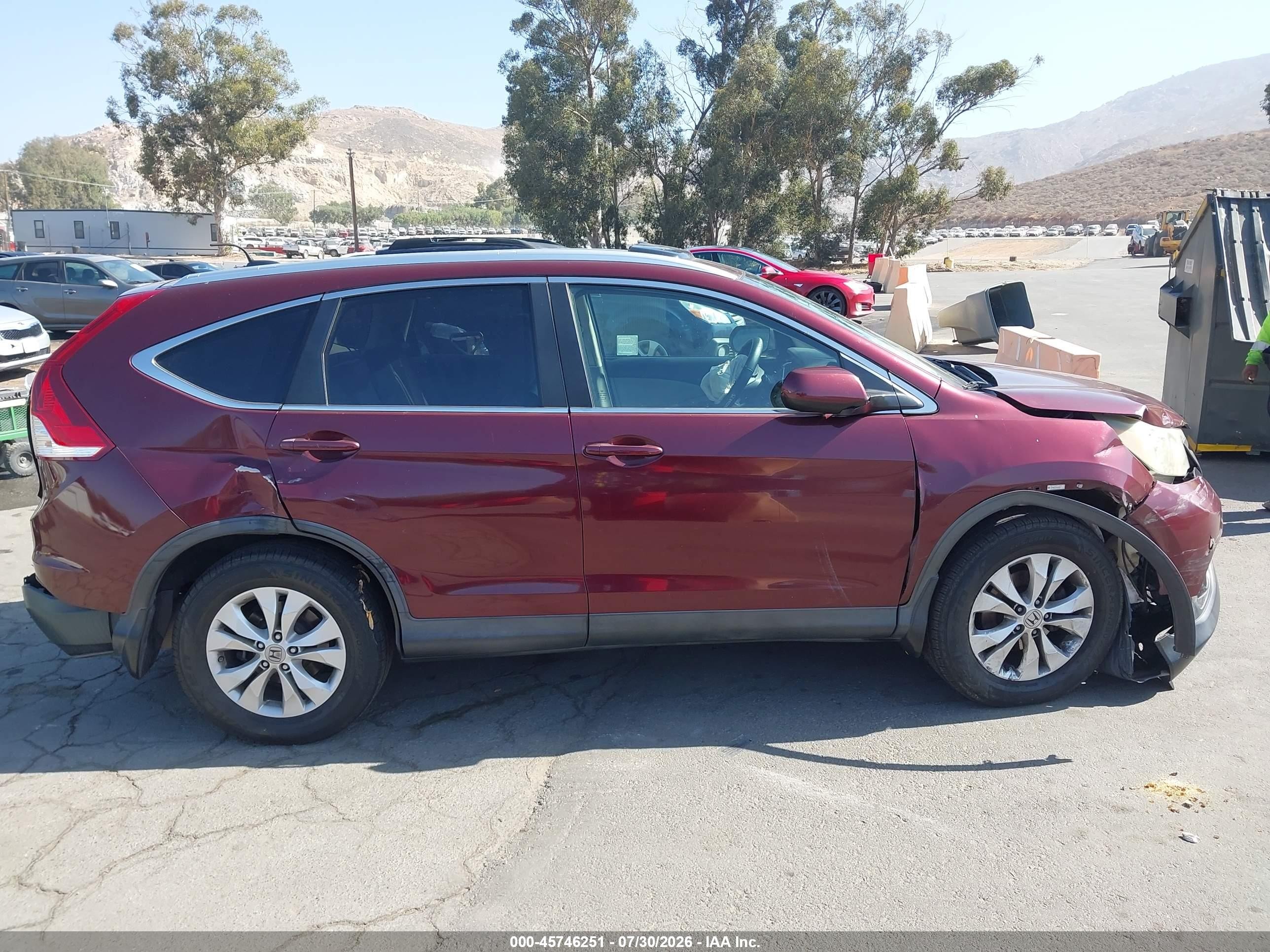 2013 Honda Cr-v Ex-l Burgundy vin: 5J6RM3H71DL021081
