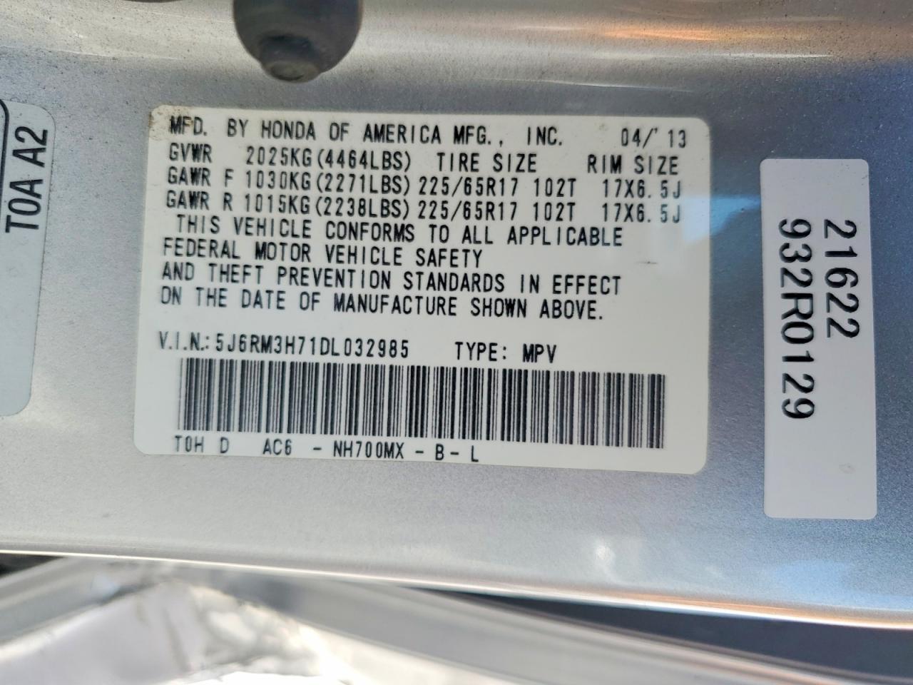 2013 Honda Cr-v Exl Silver vin: 5J6RM3H71DL032985