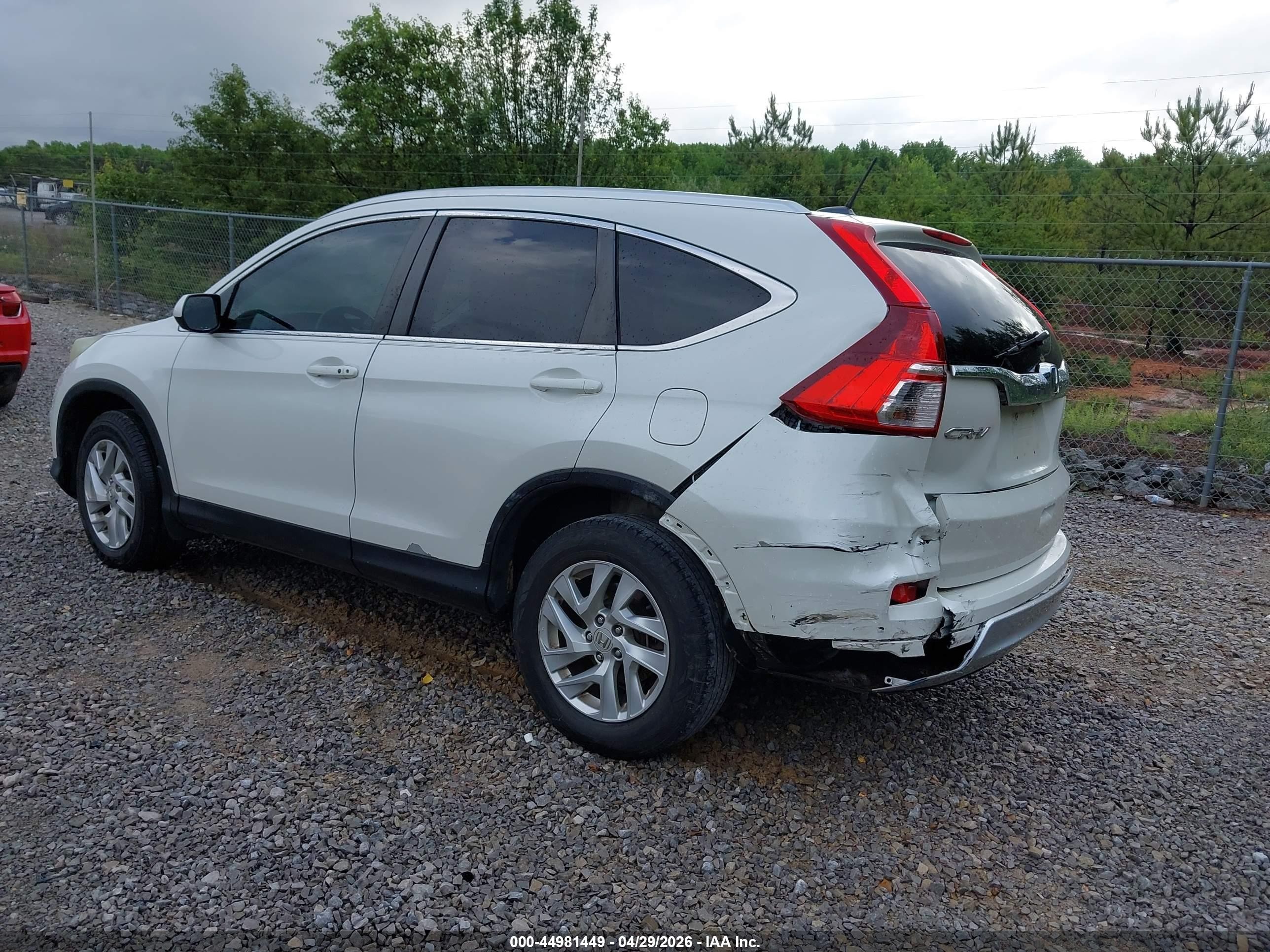 2015 Honda Cr-v Ex-l White vin: 5J6RM3H71FL010312