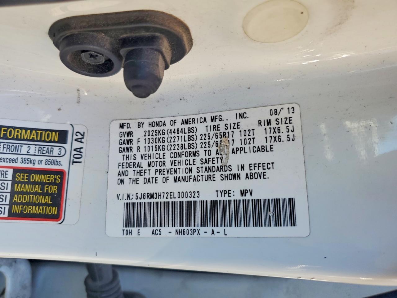 2014 Honda Cr-v Exl Белый vin: 5J6RM3H72EL000323