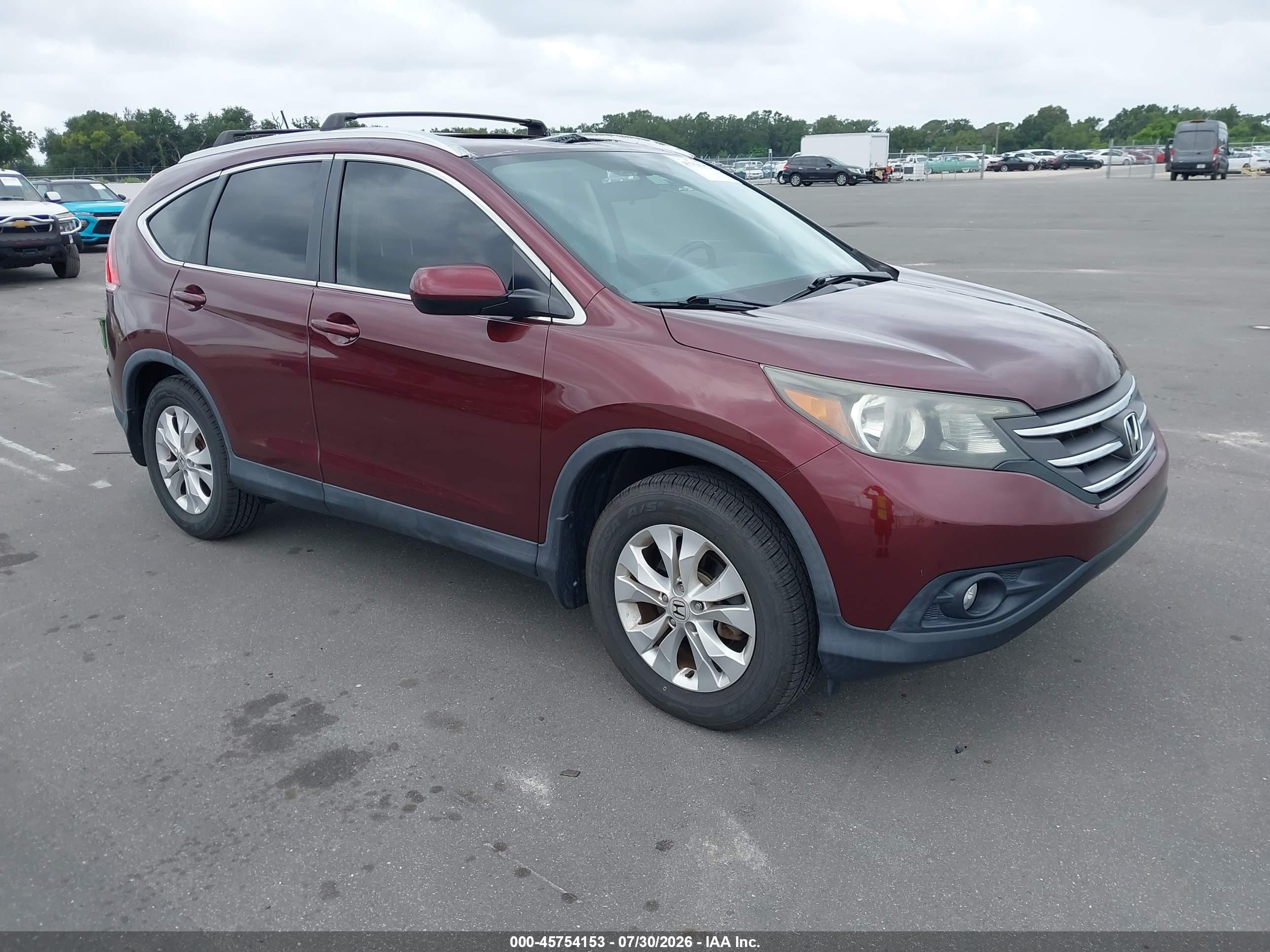 2014 Honda Cr-v Ex-l Burgundy vin: 5J6RM3H72EL007479