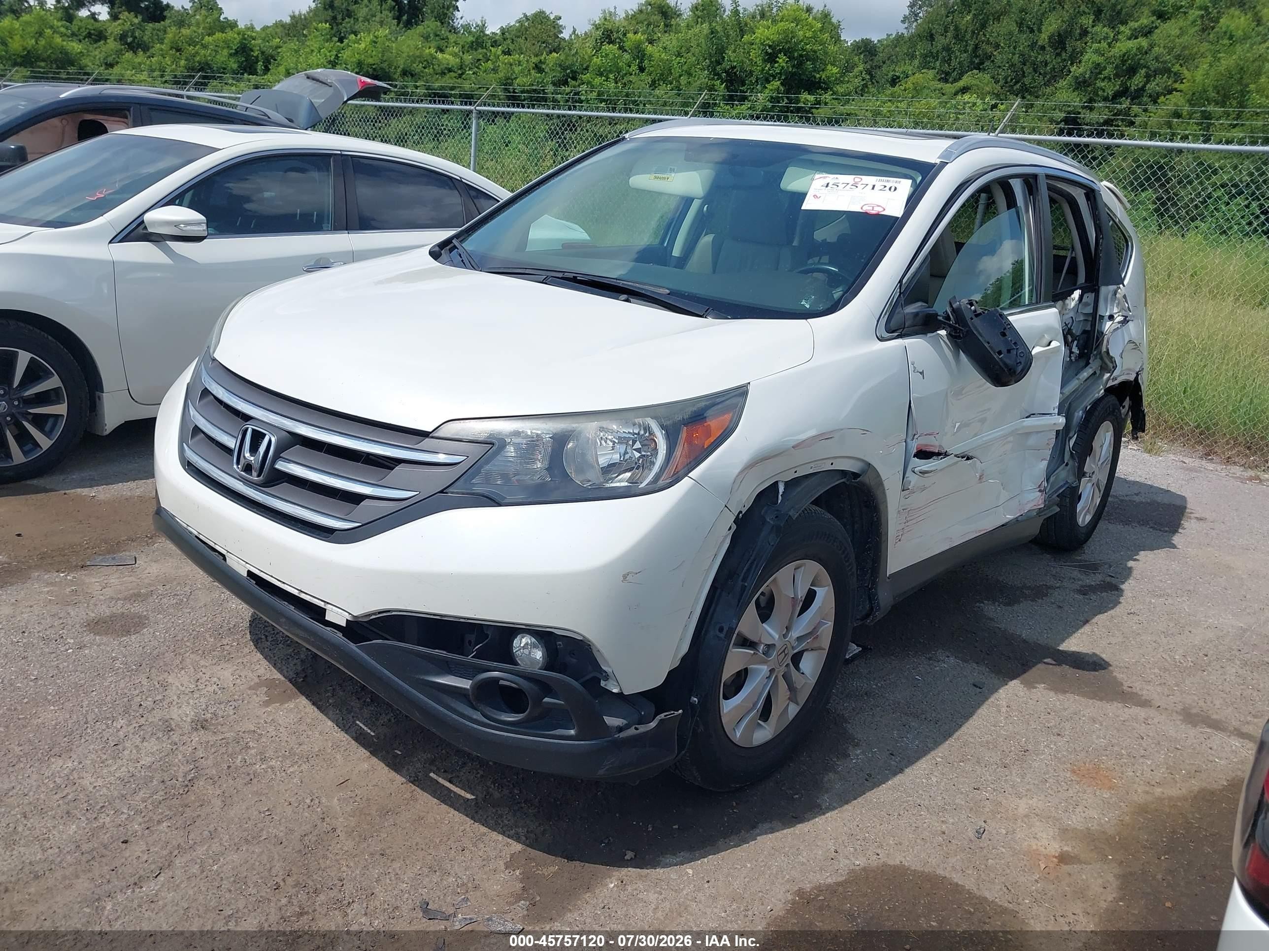 2014 Honda Cr-v Ex-l White vin: 5J6RM3H72EL028252