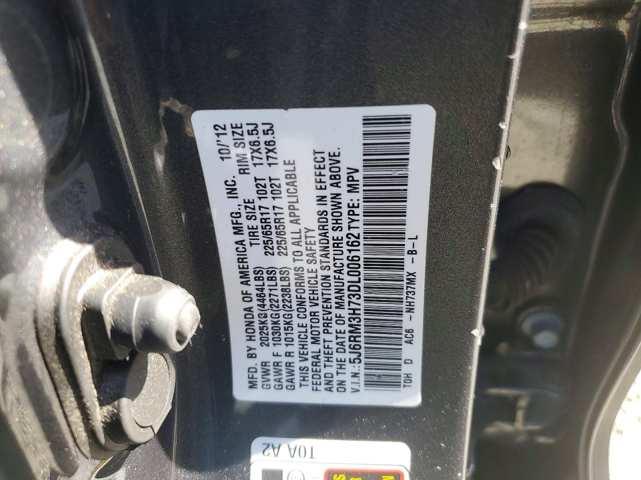 2013 Honda Cr-v Exl Gray vin: 5J6RM3H73DL006162