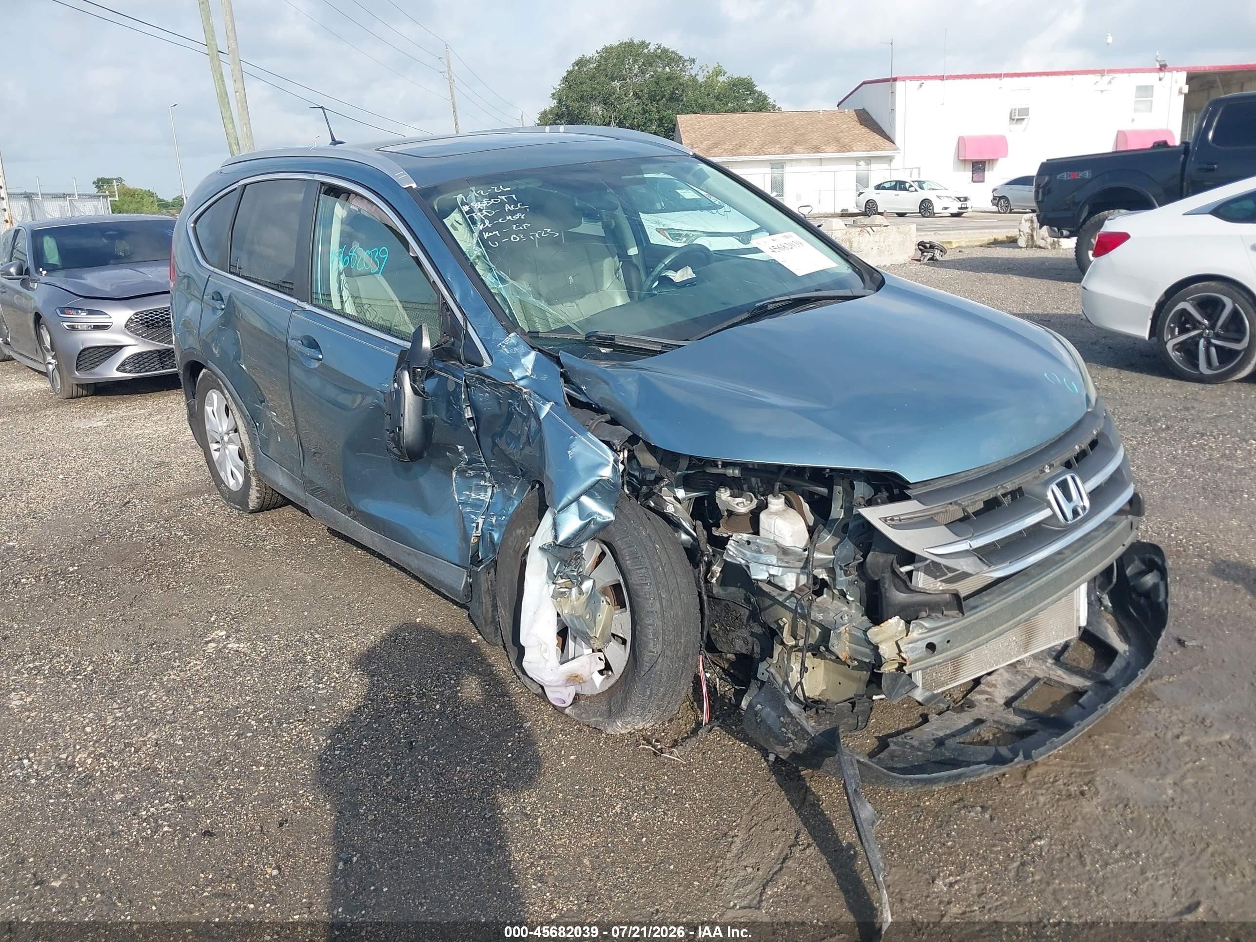 2013 Honda Cr-v Ex-l Light Blue vin: 5J6RM3H73DL034723